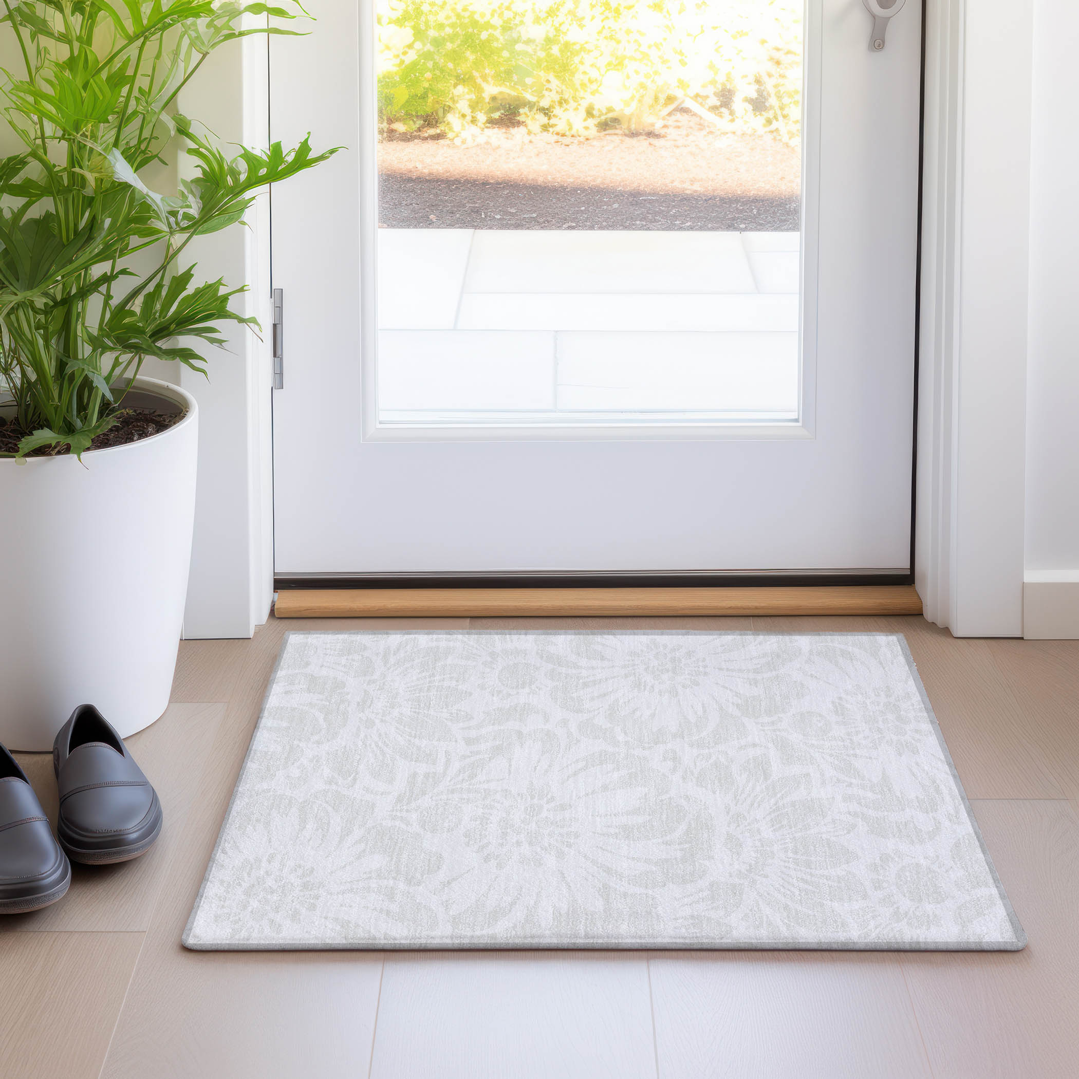 Addison Rugs Machine Washable Indoor/ Outdoor Whimsy Floral Chantille Rug Ivory - 1'8" x 2'6"