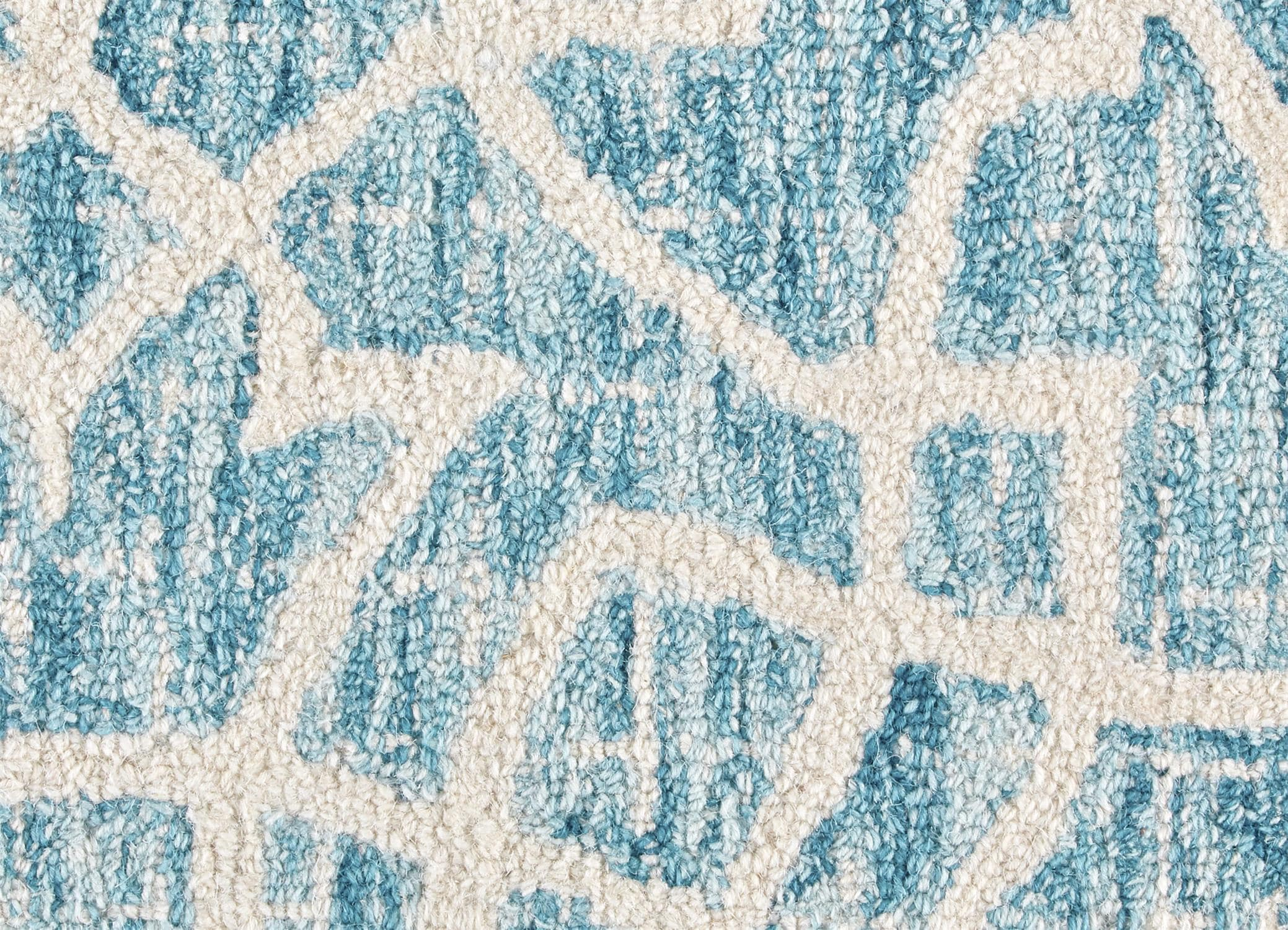 Handmade Blue Wool Tufted Rectangular 5' x 8' Rug