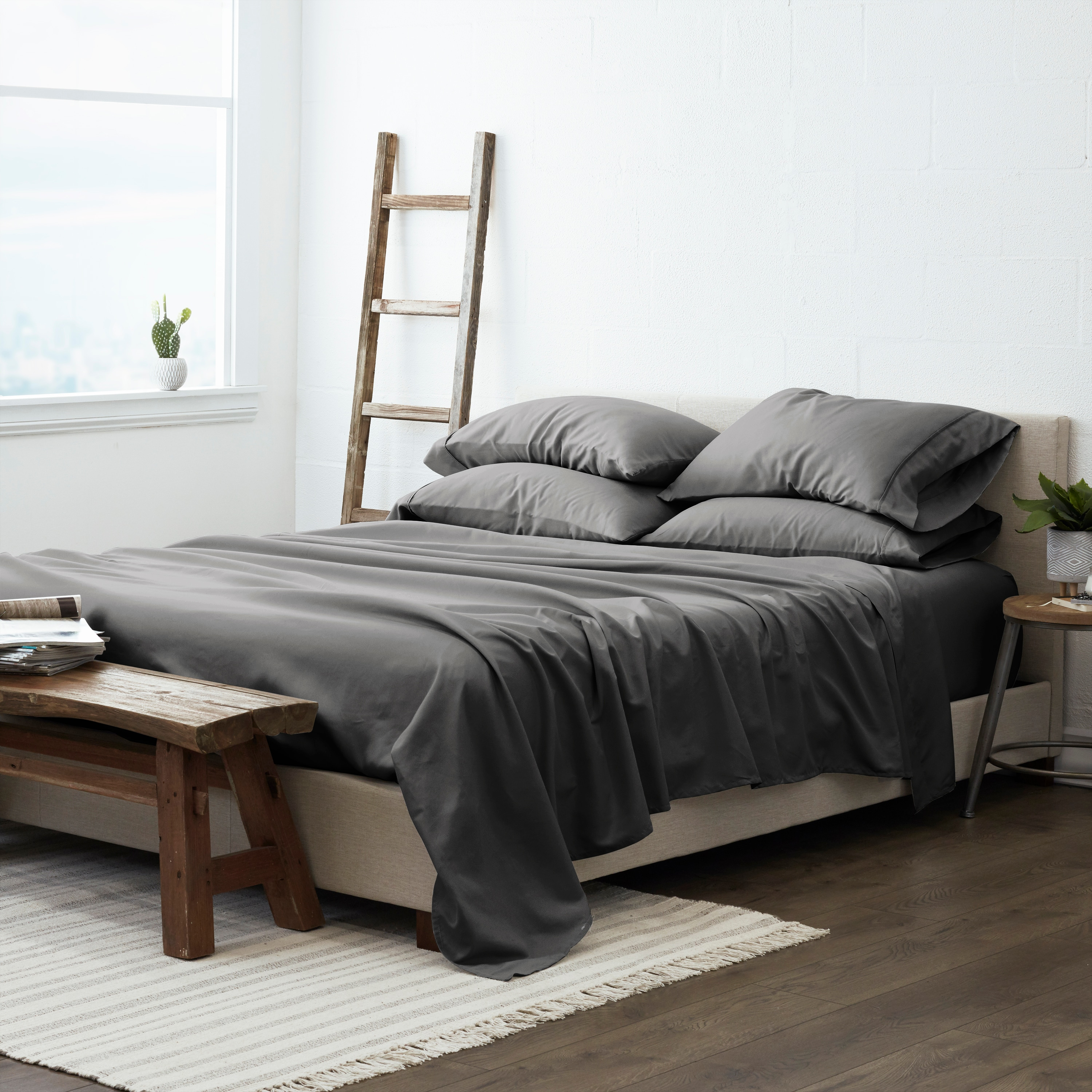 Linen Market Twin Sheet Set 4 Piece - Ultra Comfortable & Breathable Cooling Twin Bed Sheets - Deep Pocket & Wrinkle-Free Sheets Fits 16" Mattress - Extra Soft & Oeko-TEX Certified - Gray
