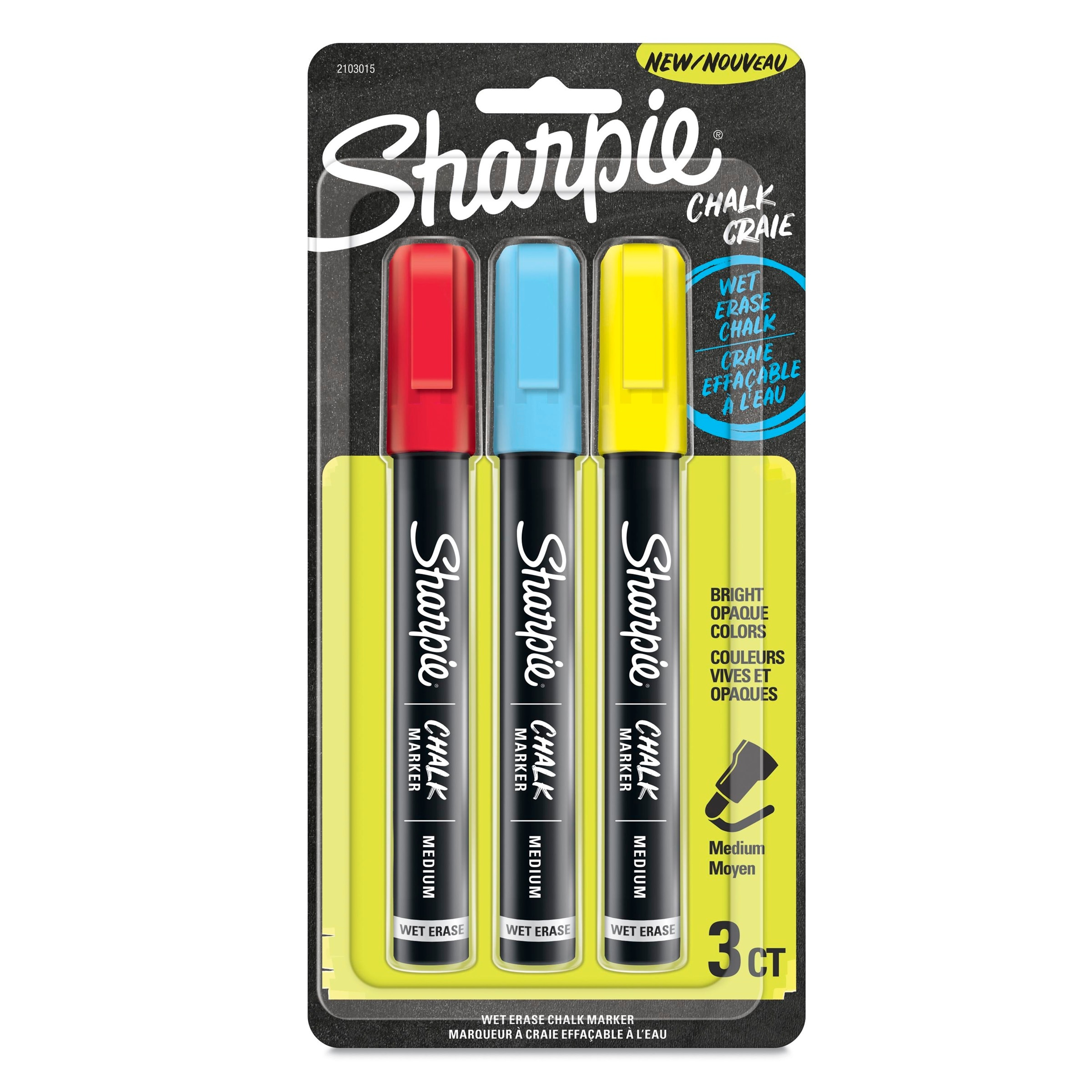 Sharpie Chalk Marker Set, 3-Color Primary Set