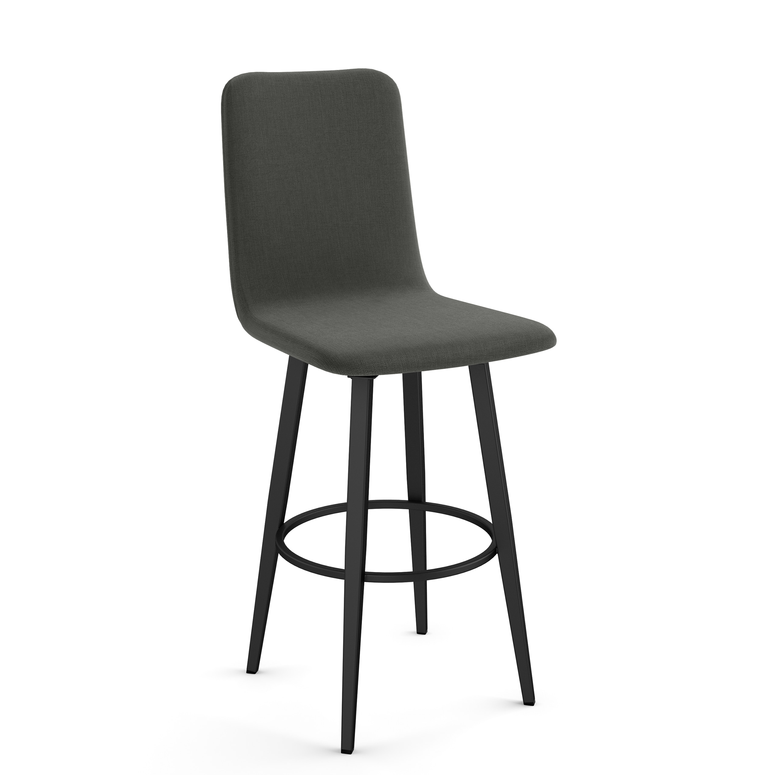 Watson 26" Charcoal Grey Polyester Swivel Counter Stool with Black Metal Frame