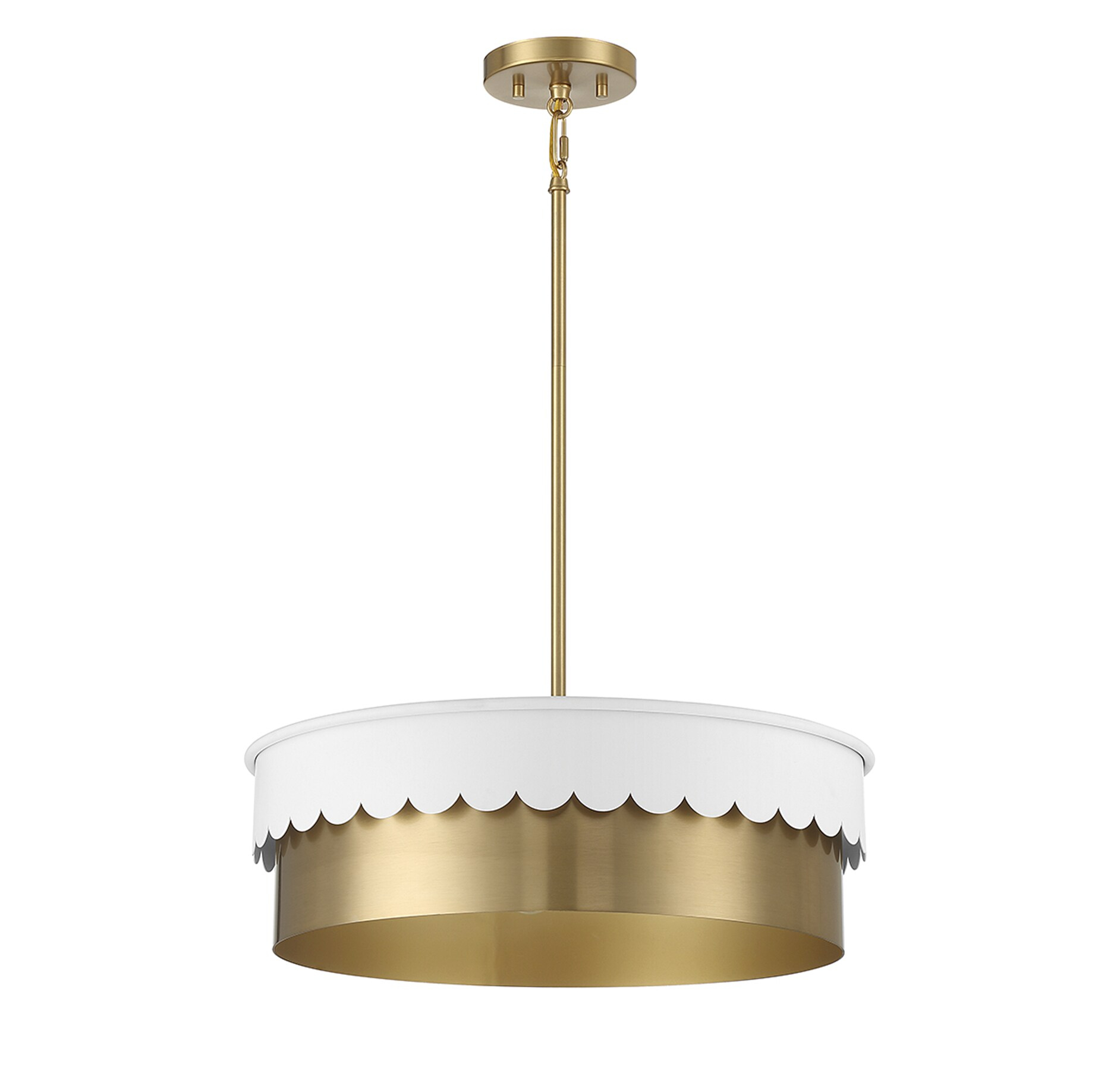 Trade Winds Suzy 4-Light Pendant in White and Natural Brass