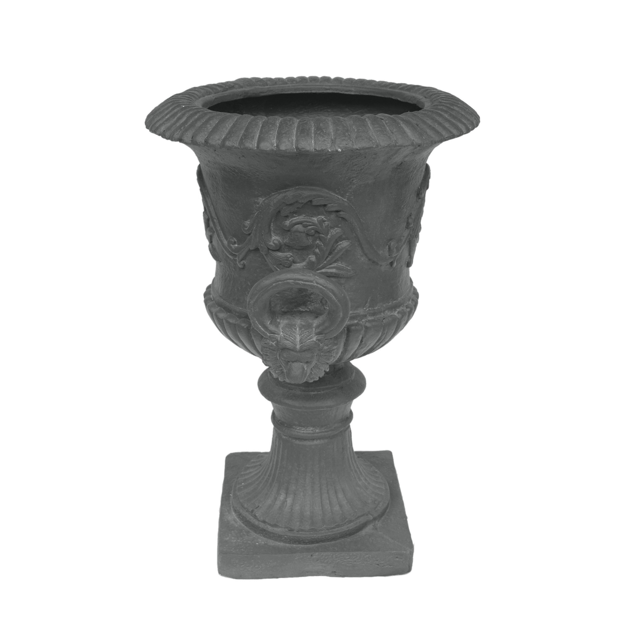 Antique Gray Magnesium Oxide Roman Style Outdoor Urn Planter