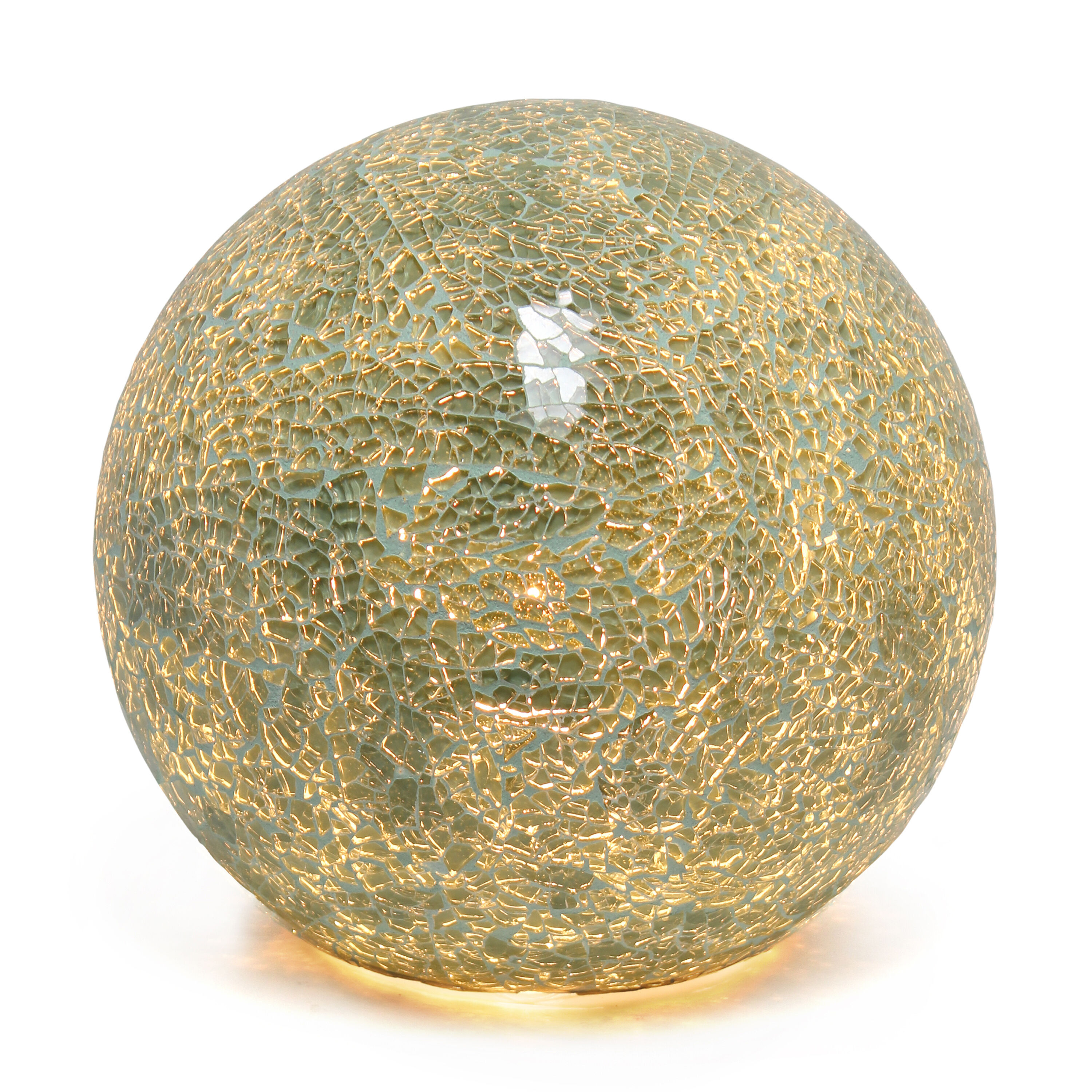 Creekwood Home 8" Crystal Mosaic Patchwork Dome Table Lamp, for Entryway, Living Room, Nightstand, Counter, Bookshelf, Sage Green