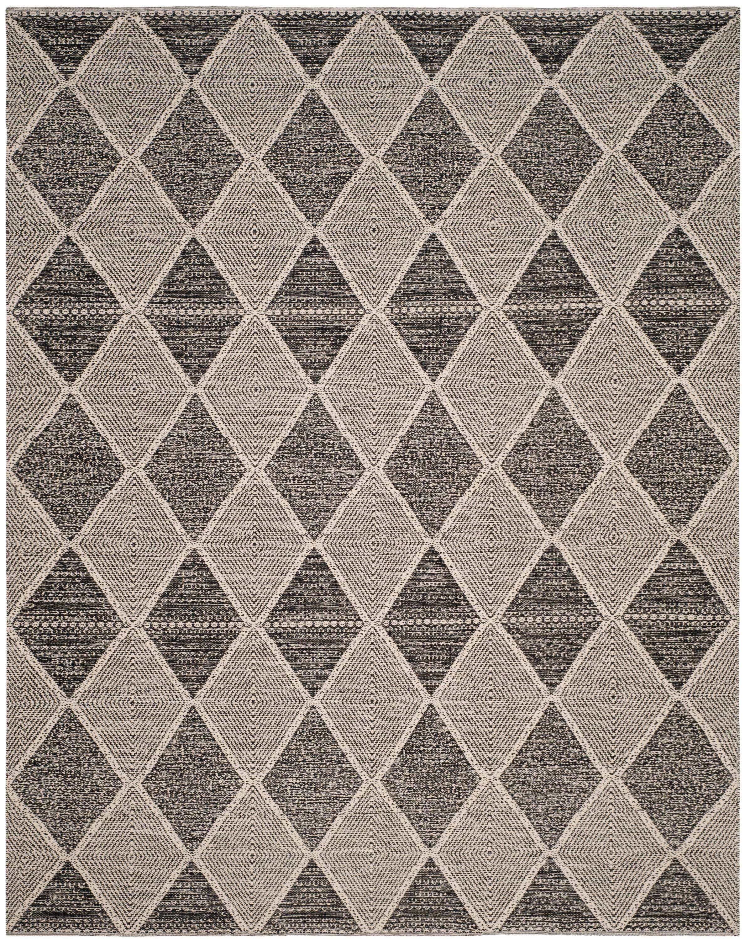 SAFAVIEH Montauk Caleb Geometric Diamond Cotton Area Rug, Black, 10' x 14'