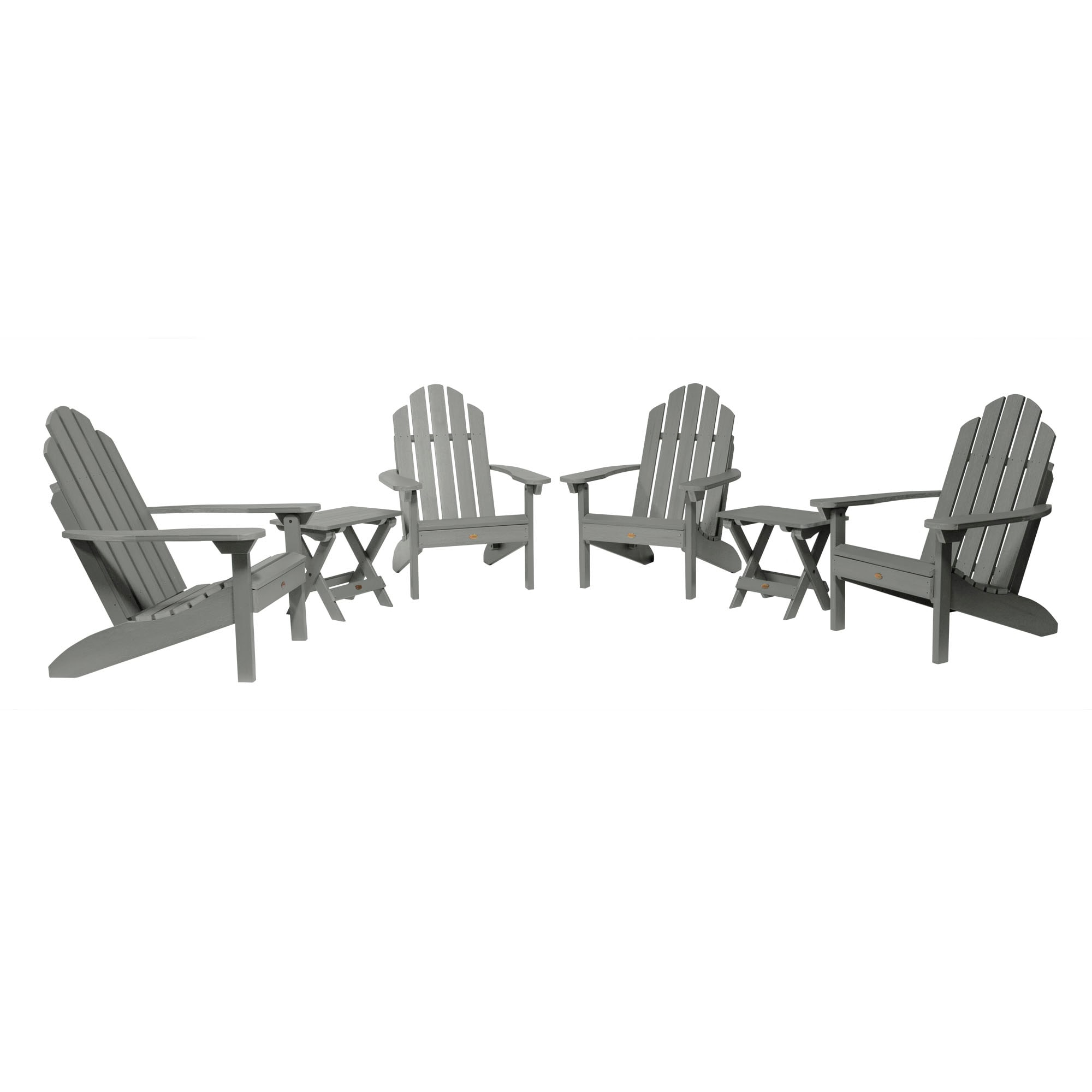 Highwood 6-pc Classic Westport Adirondack Set with 4 Classic Westport Adirondack Chairs and 2 Folding Side Tables - Outdoor, Eco-friendly, Synthetic Wood