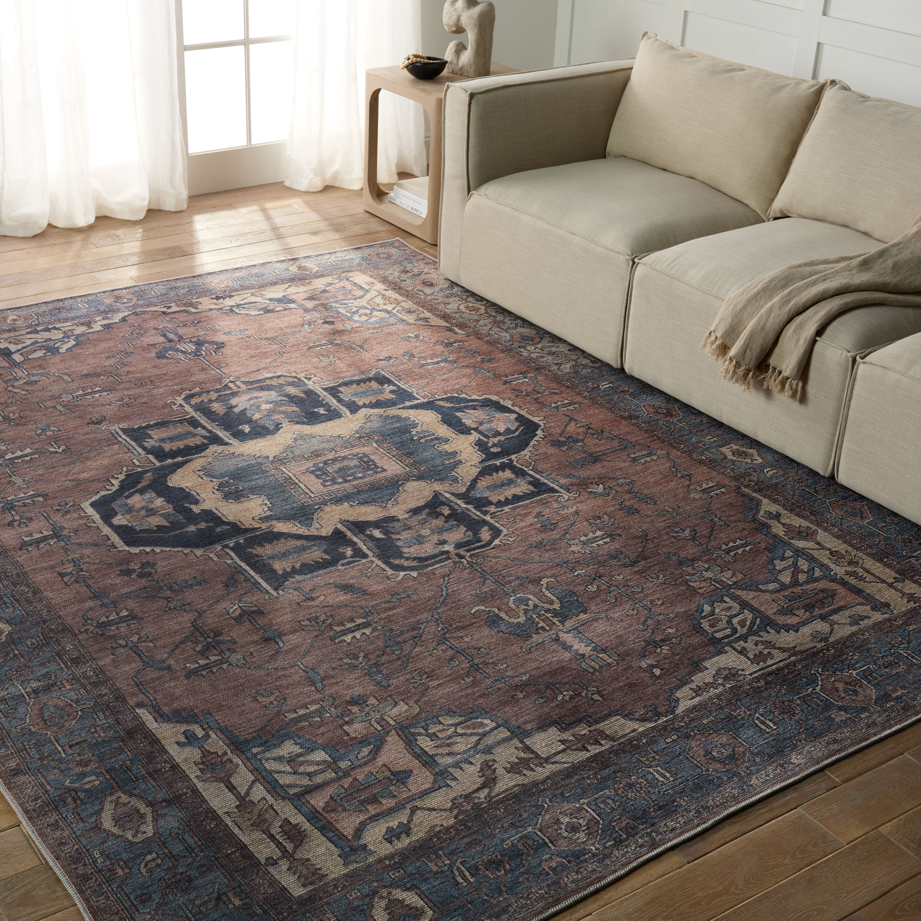 Jaipur Living Soft 8x10 Large Area Rug, Boho, Blue/Dark Brown