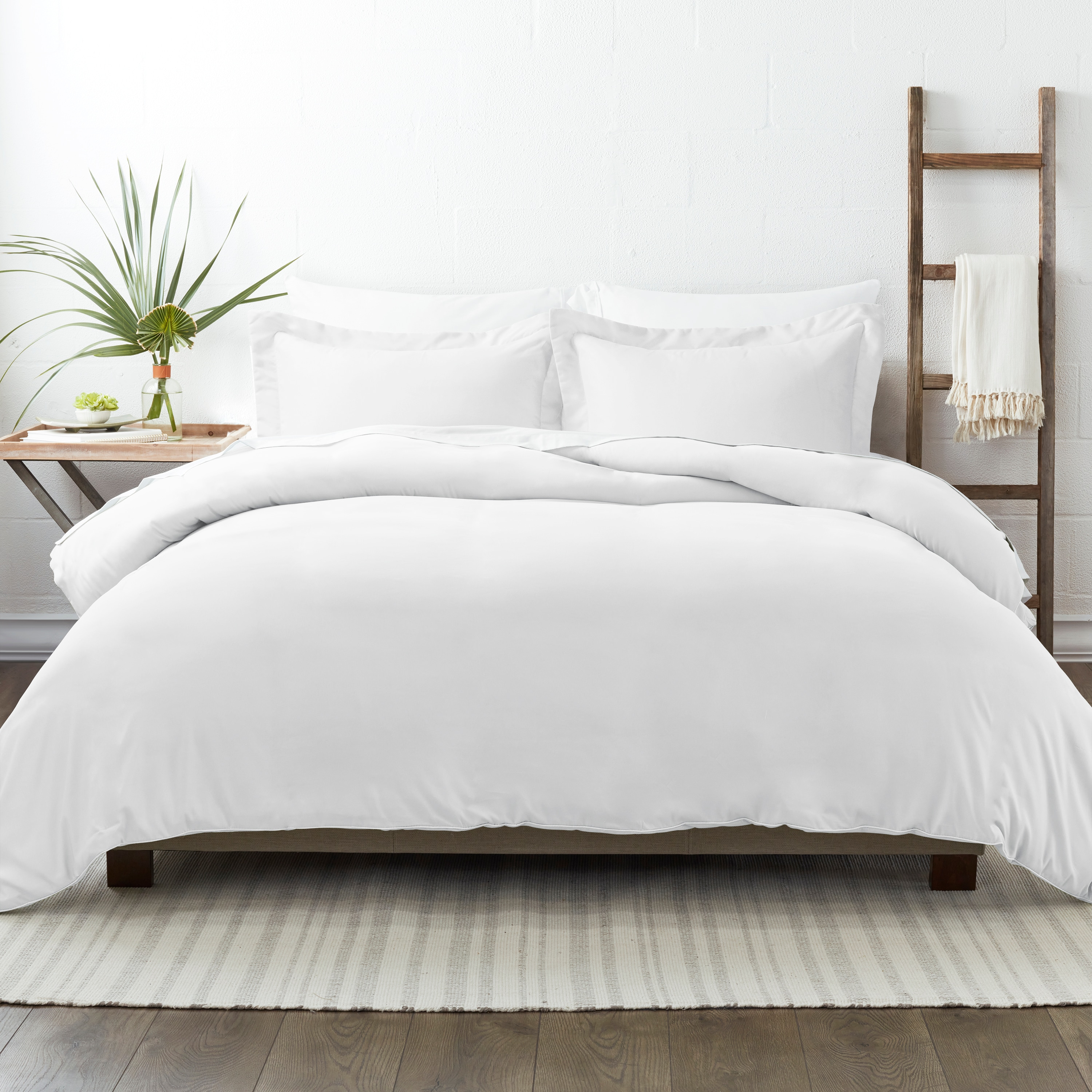 ienjoy Home Collection Soft Brushed Microfiber Duvet Cover Set, Twin, White