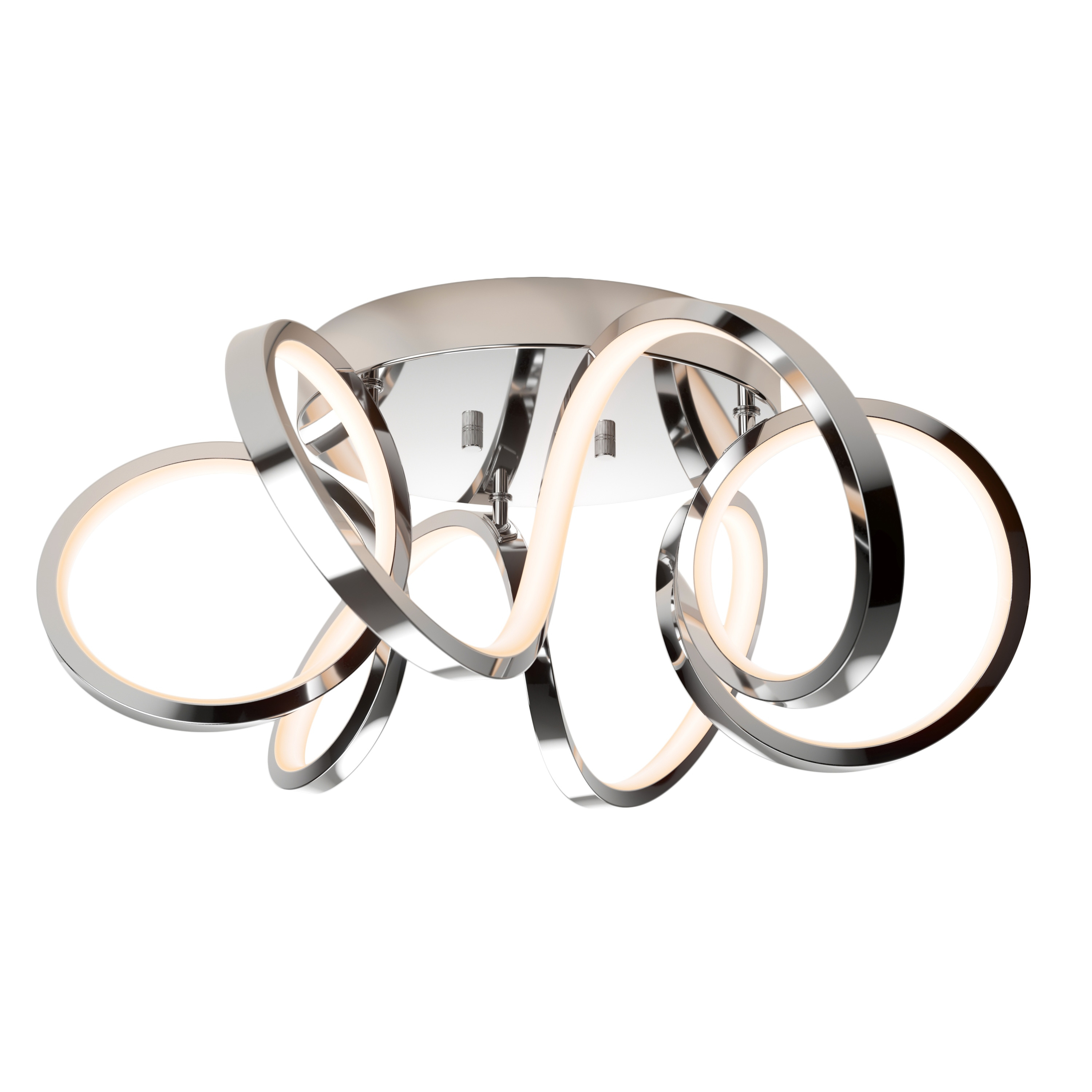 artika Swirl Ribbon 28W LED Modern Flush Mount Ceiling Light Fixture, Chrome Ideal for Bedroom, Hallway, Kitchen - 1800 Lumens 3000 Kelvin, No Bulb Required