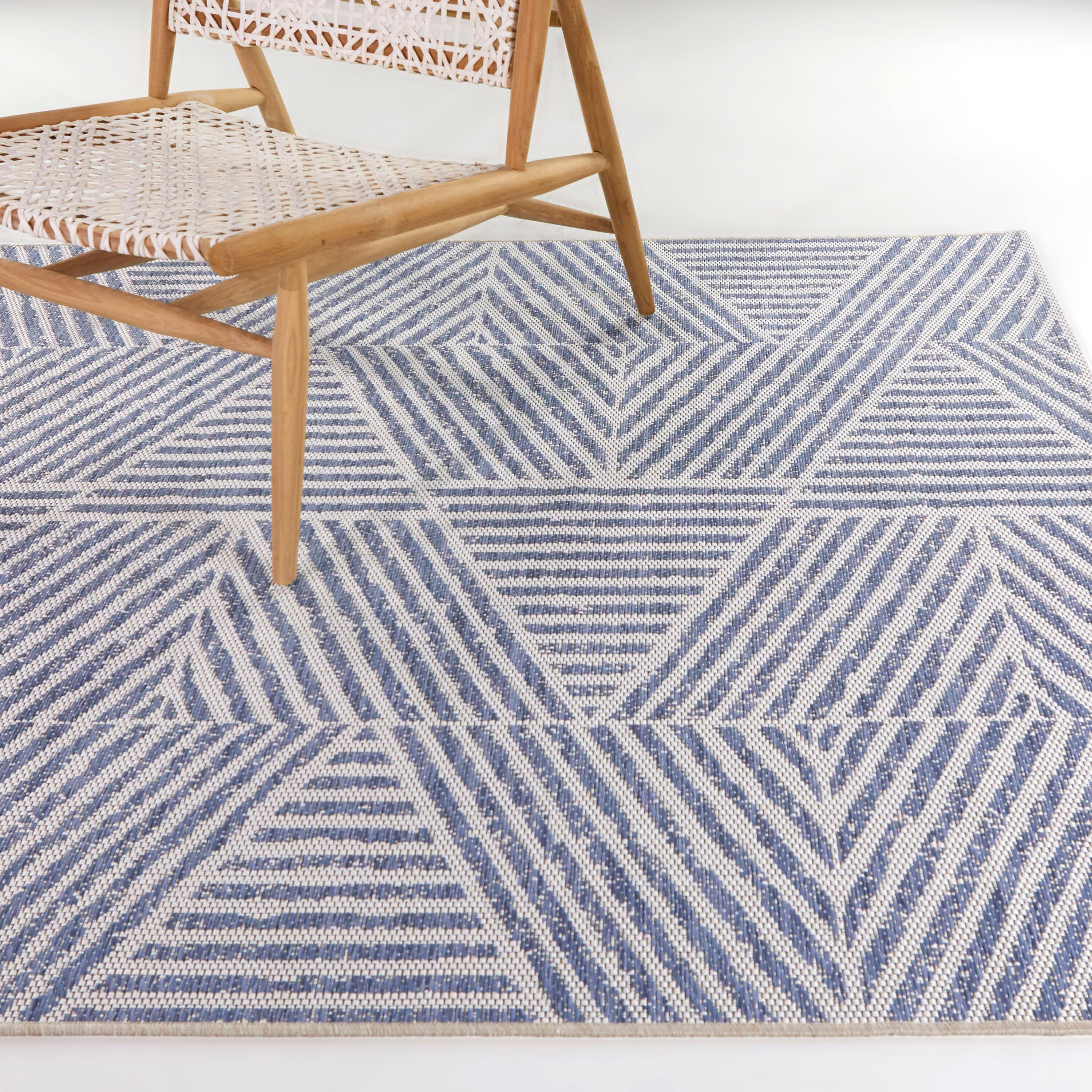 Balta US, Inc Darcy Modern Stripe Indoor/Outdoor Area Rug Blue 5'3" x 7' 5' x 8' Off-White Runner, Rectangle