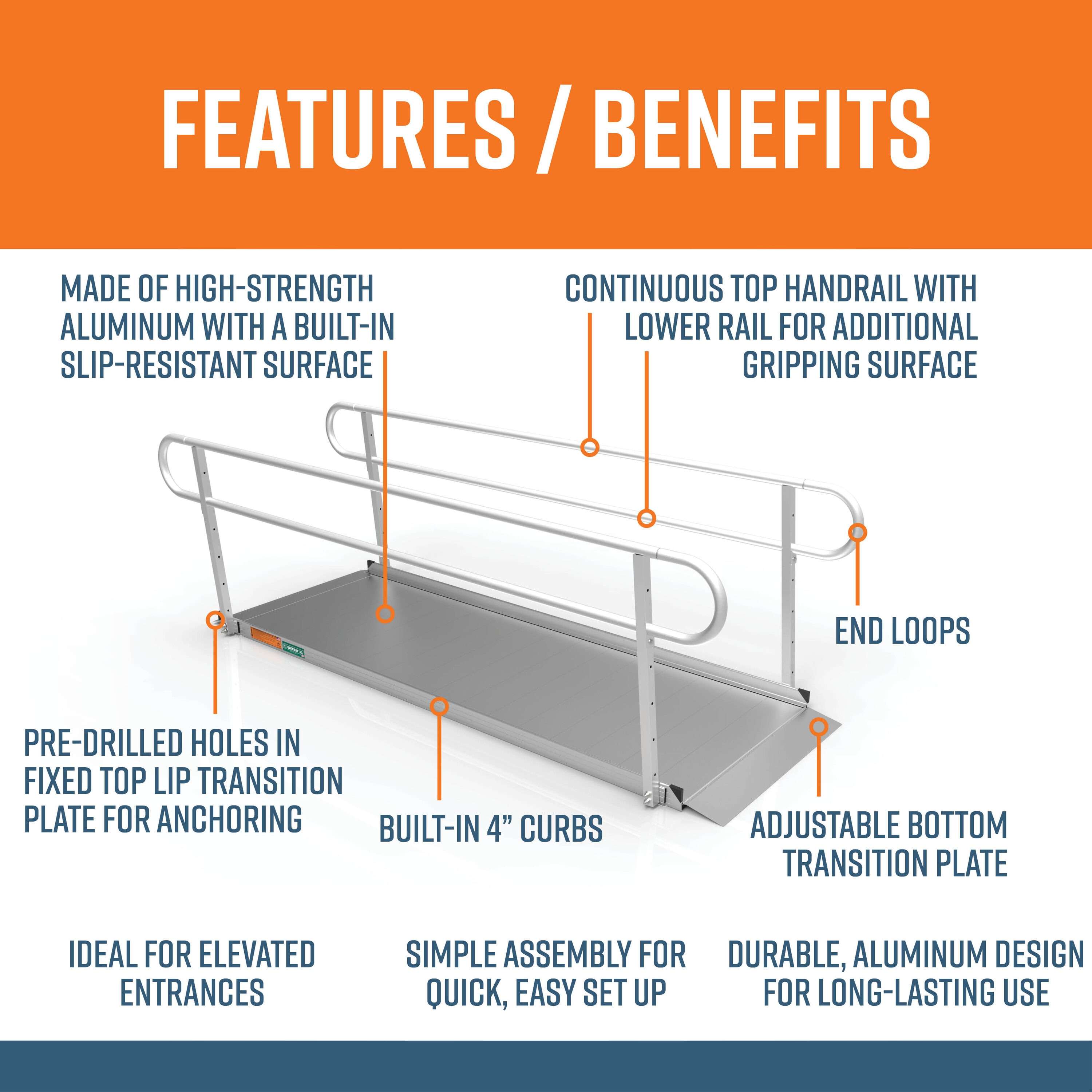 EZ-ACCESS GATEWAY 3G 9 Foot Solid Surface Aluminum Portable Wheelchair Ramp