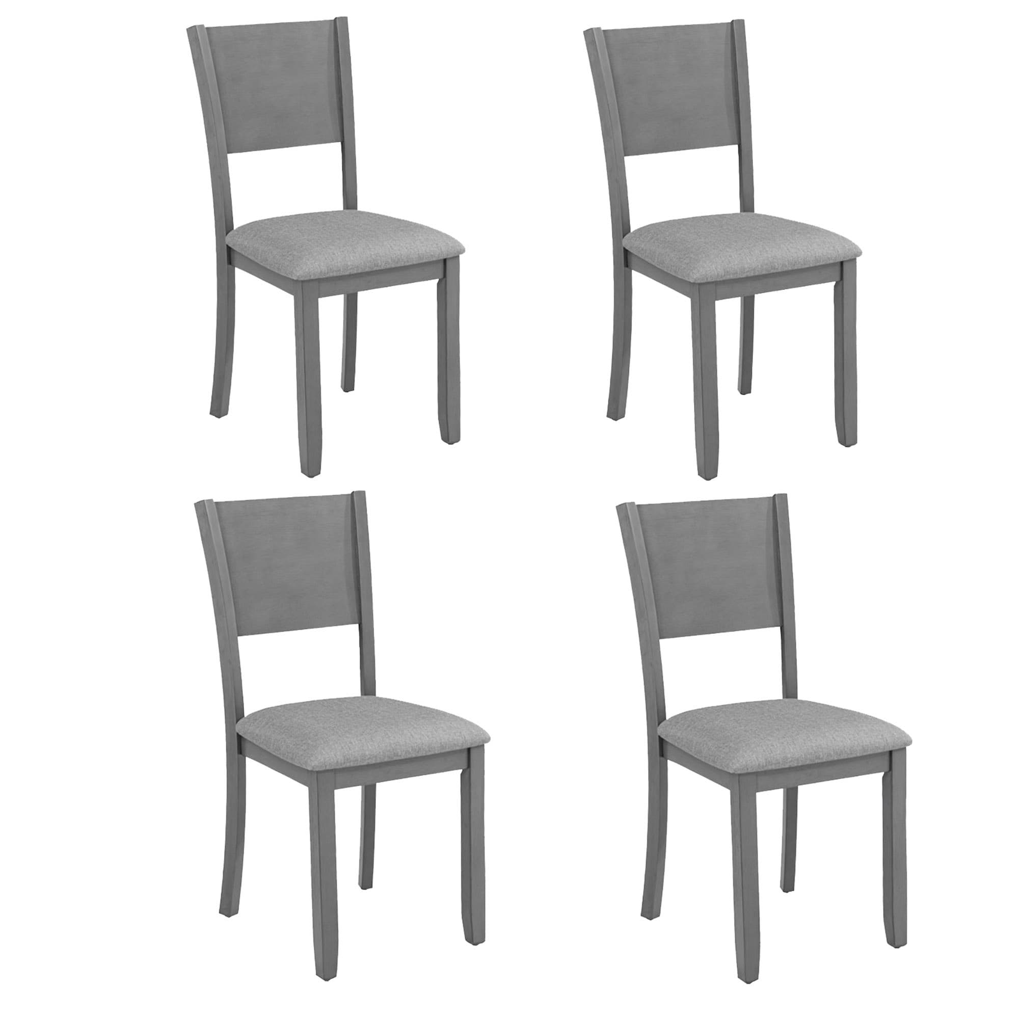 Kamsly Kitchen Island Dining Chairs Set of 4, 4pcs Upholstered Dining Room Chair, Sturdy Solid Wood Frame Kitchen-Chair with Padded Seat & Backrest, Gray