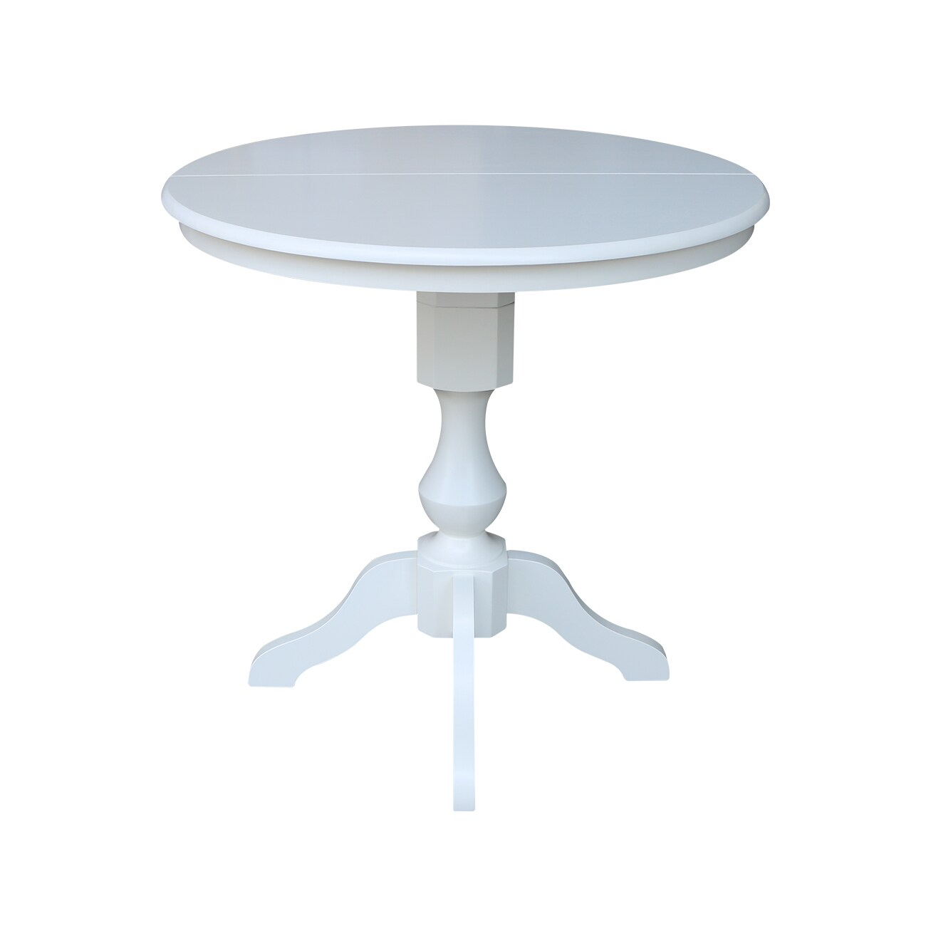 36" Round Top Counter Height Table with 12" Leaf - White