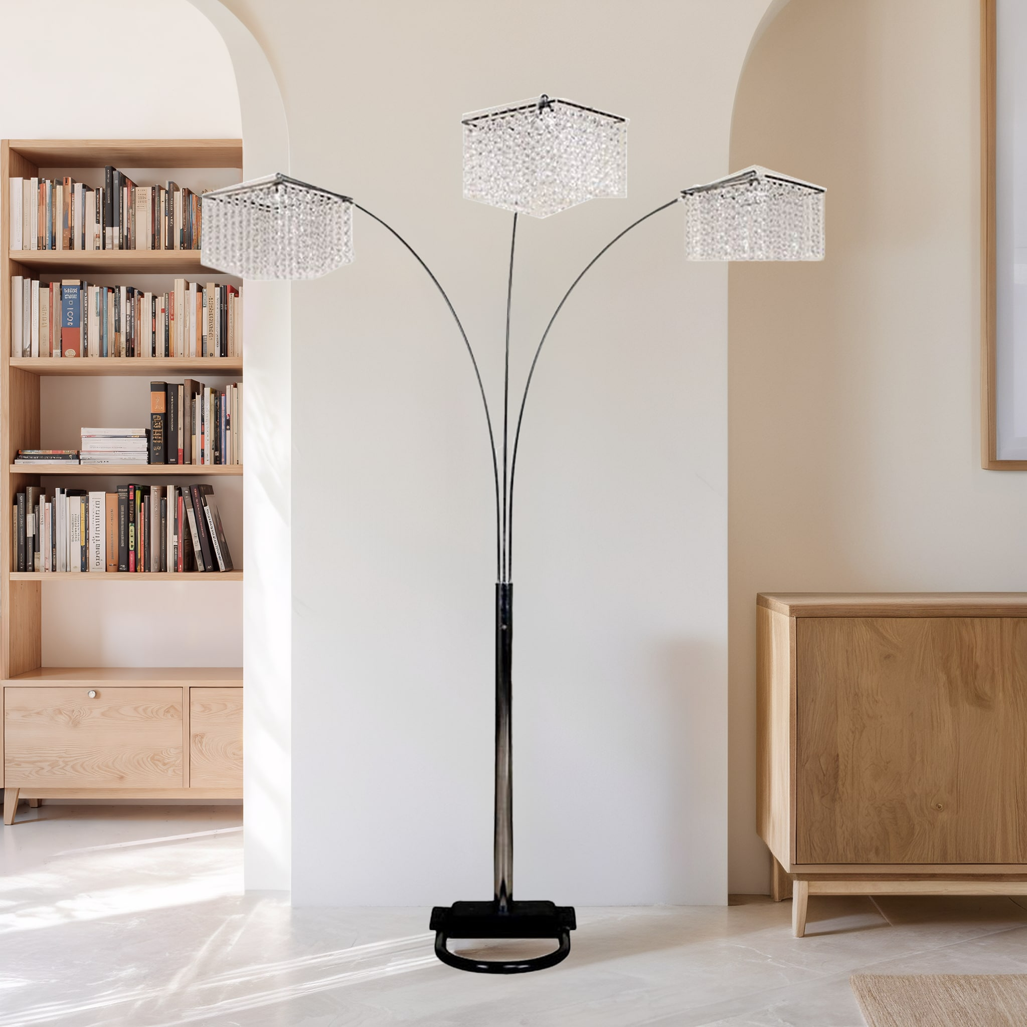 Ore International Inc. 3-Crystal Inspirational Floor Lamp in Gray Color