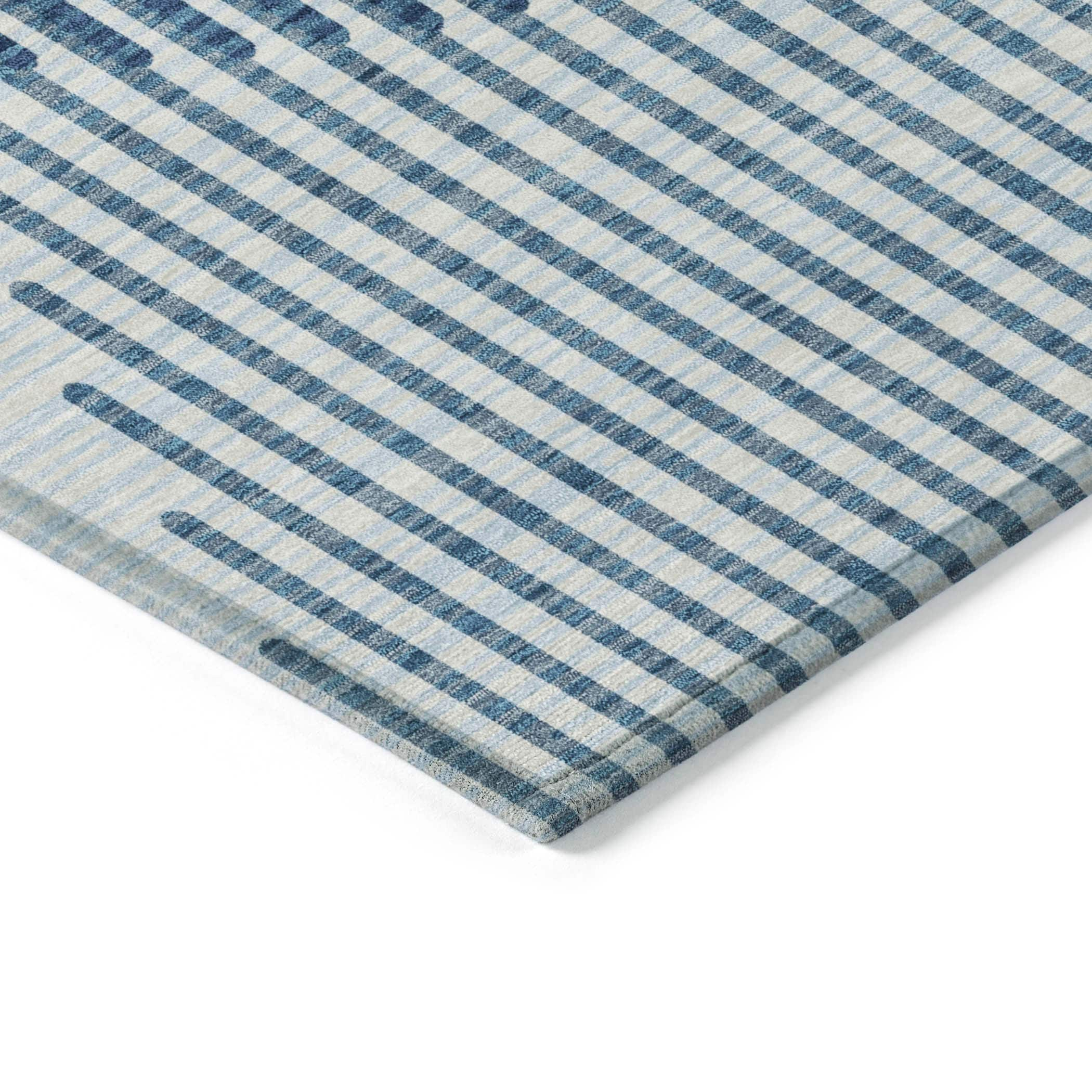 Addison Blue Rectangular Washable Synthetic Area Rug 10' x 14'