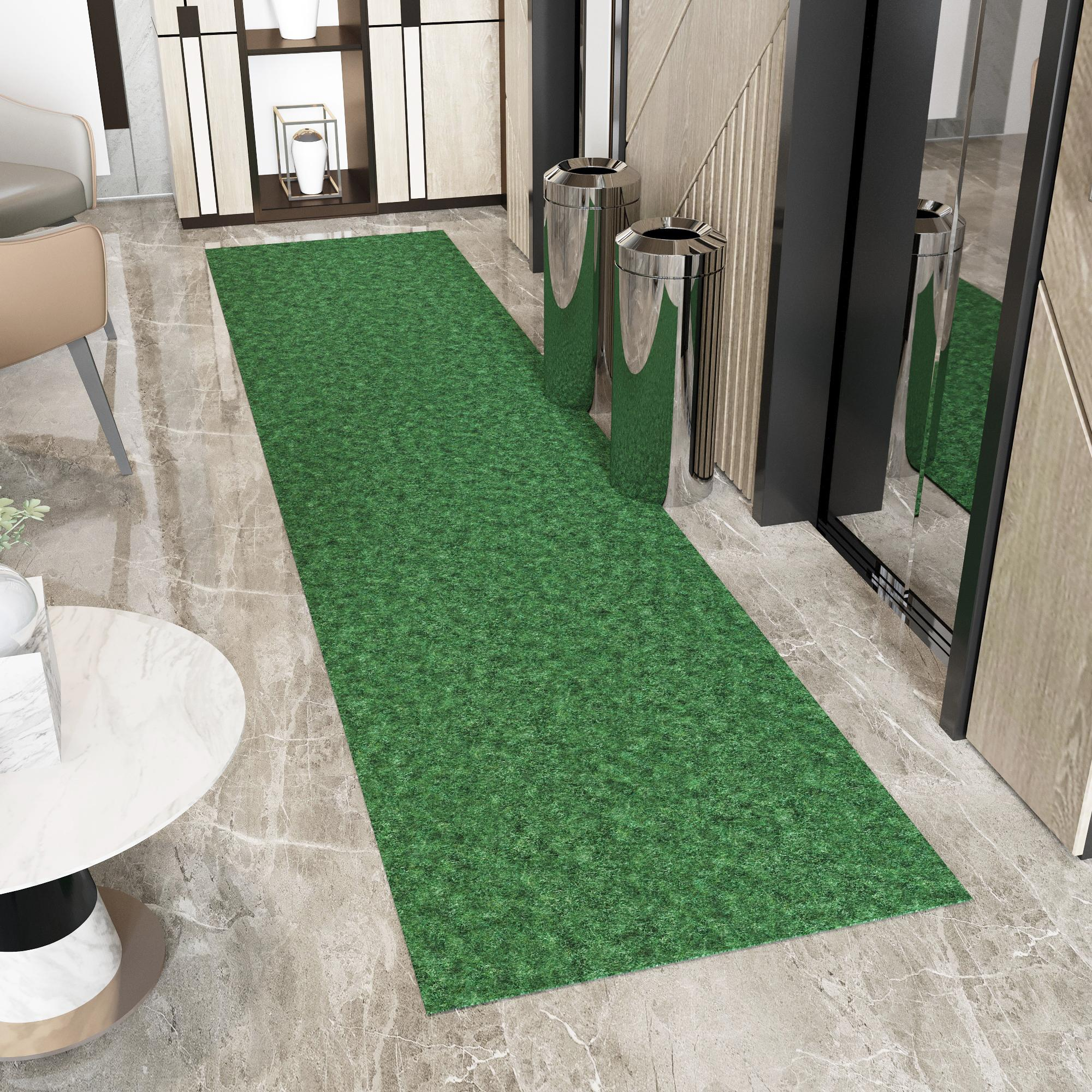 Ottomanson Extra Long Hallway Runner Waterproof Non-Slip 3x27 Indoor/Outdoor Utility Rug, 2'7" x 27', Green