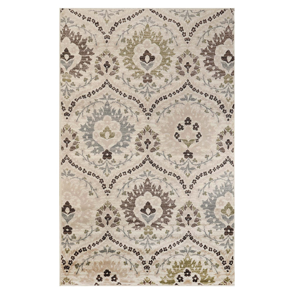 Superior Oriental Vintage Floral Damask Power-loom Indoor Area Rug, 8'x10', Beige-Brown