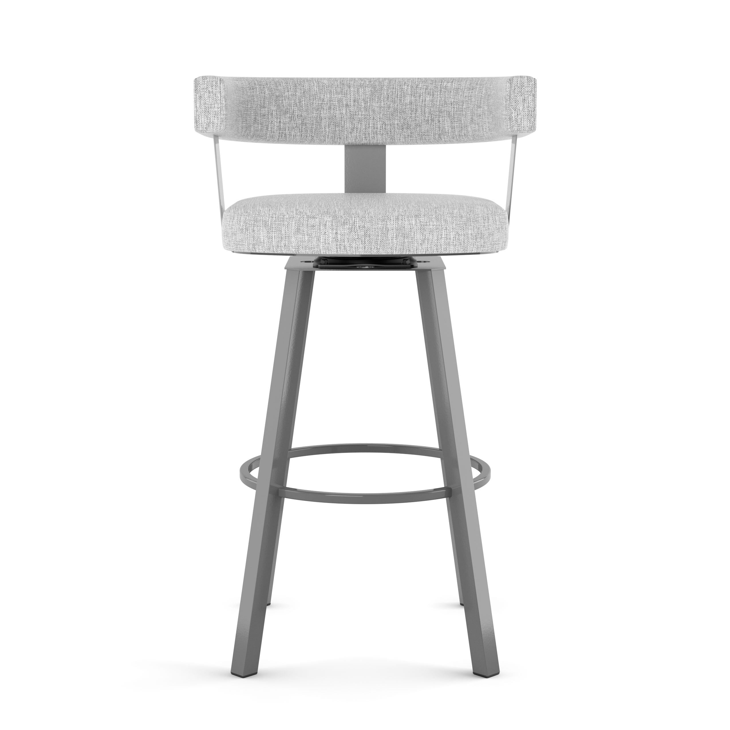 Amisco Parker 26 In. Swivel Counter Stool - Grey White Polyester / Metallic Grey Metal
