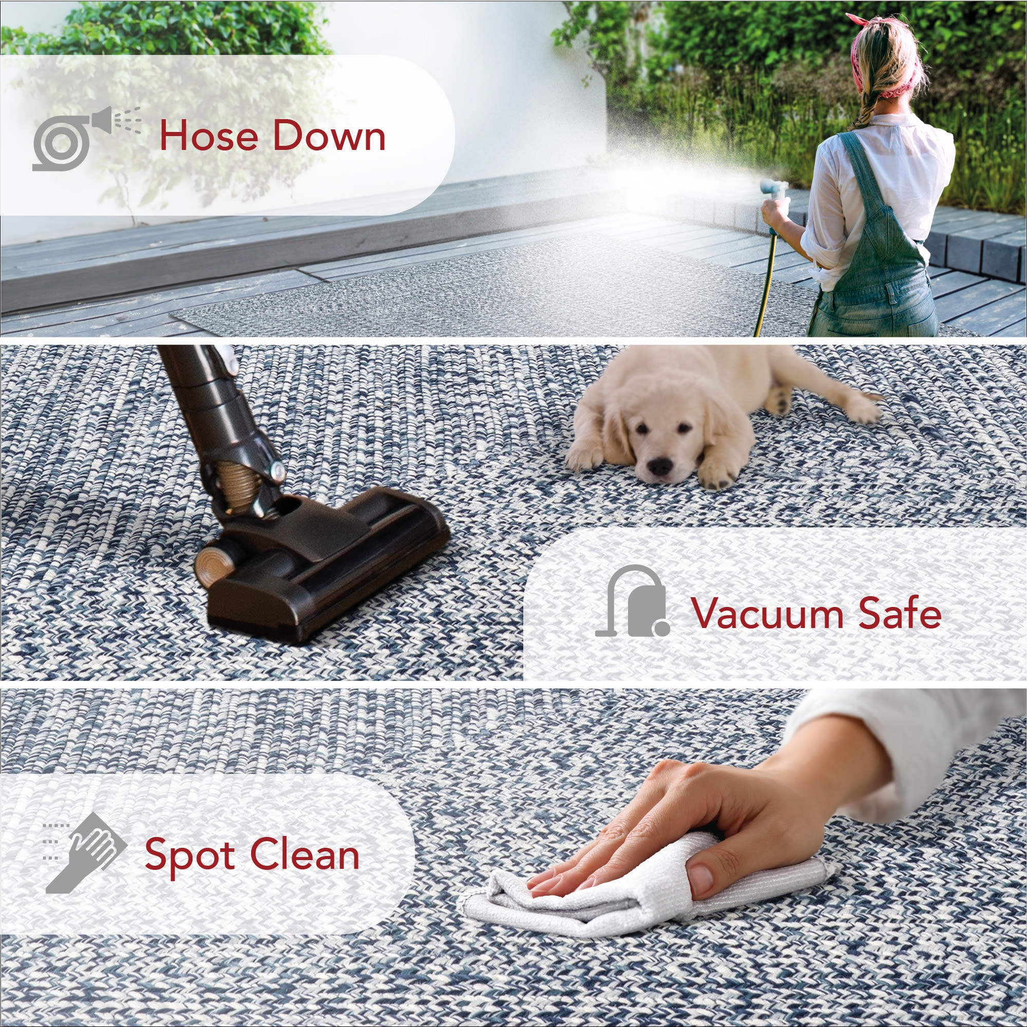 nuLOOM Wynn Braided Indoor/Outdoor Navy 3' x 5' Casual Area Rug