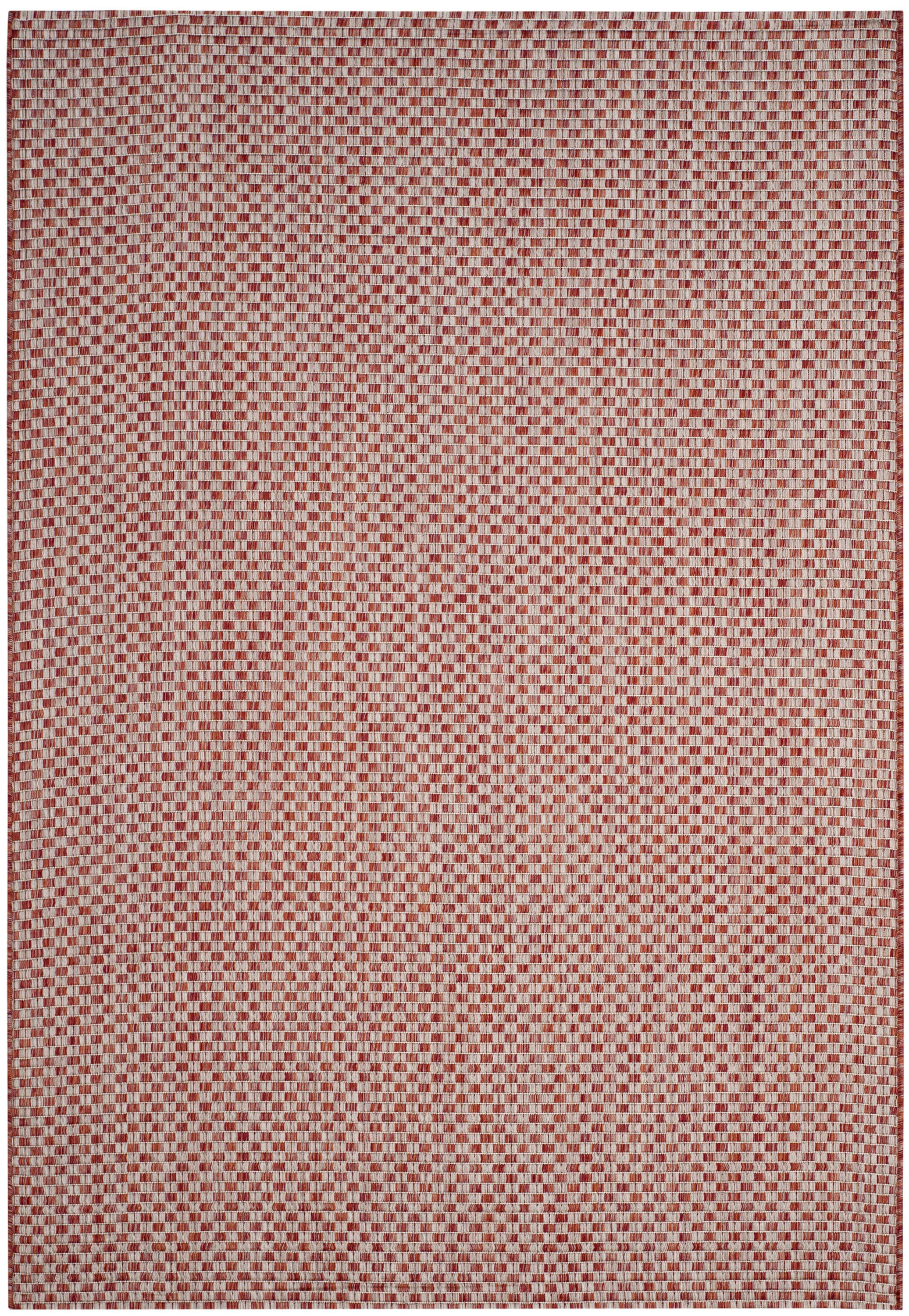 SAFAVIEH Courtyard Blair Geometric Indoor/Outdoor Area Rug, 4' x 5'7", Rust/Light Grey