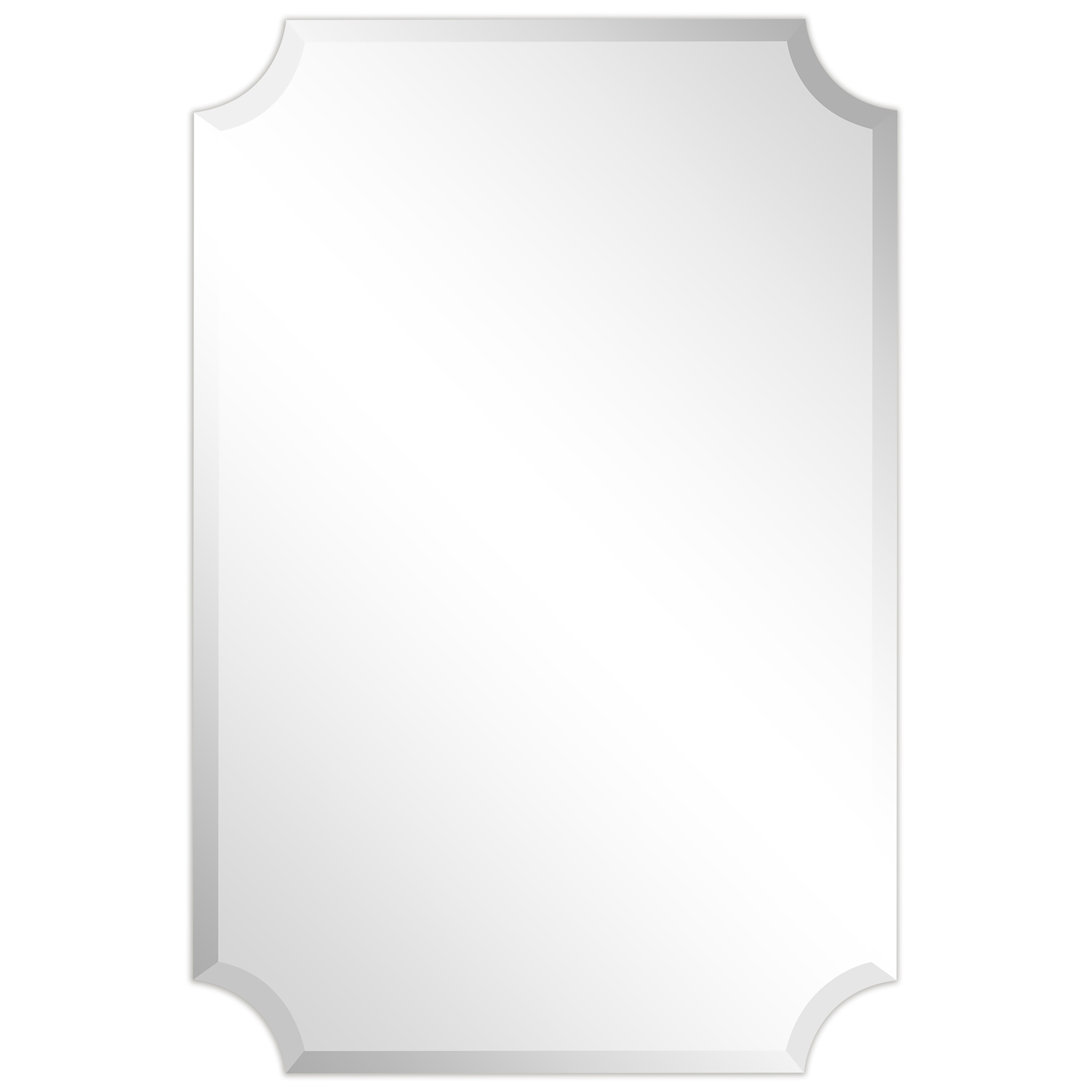 Empire Art Direct Frameless Rectangle Scalloped Beveled Wall Mirror - Clear 24 in. x 0.39 in. x 36 in.