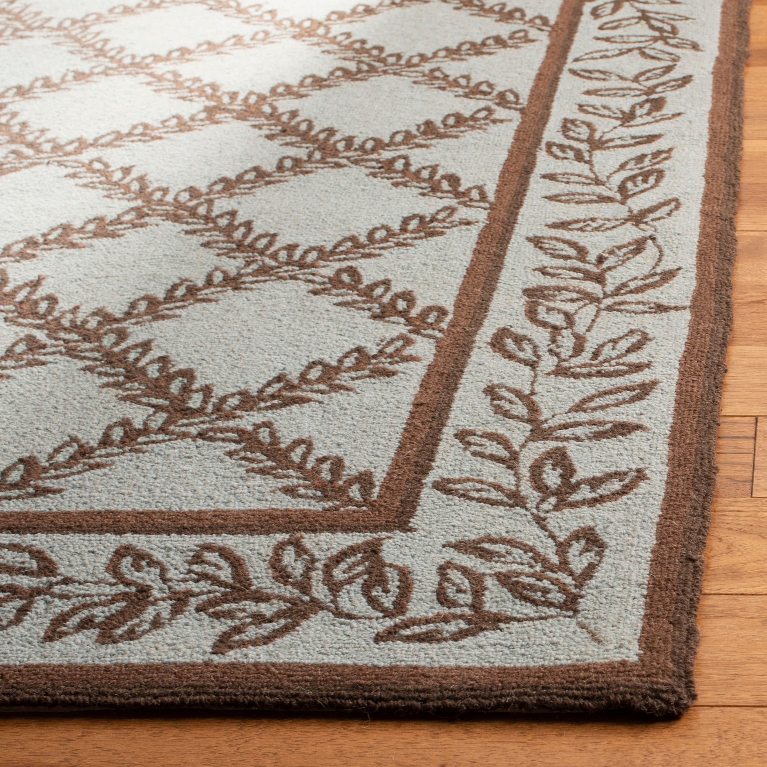 SAFAVIEH Chelsea Alecia Geometric Borders Wool Runner Rug, Blue/Brown, 2'6" x 8'