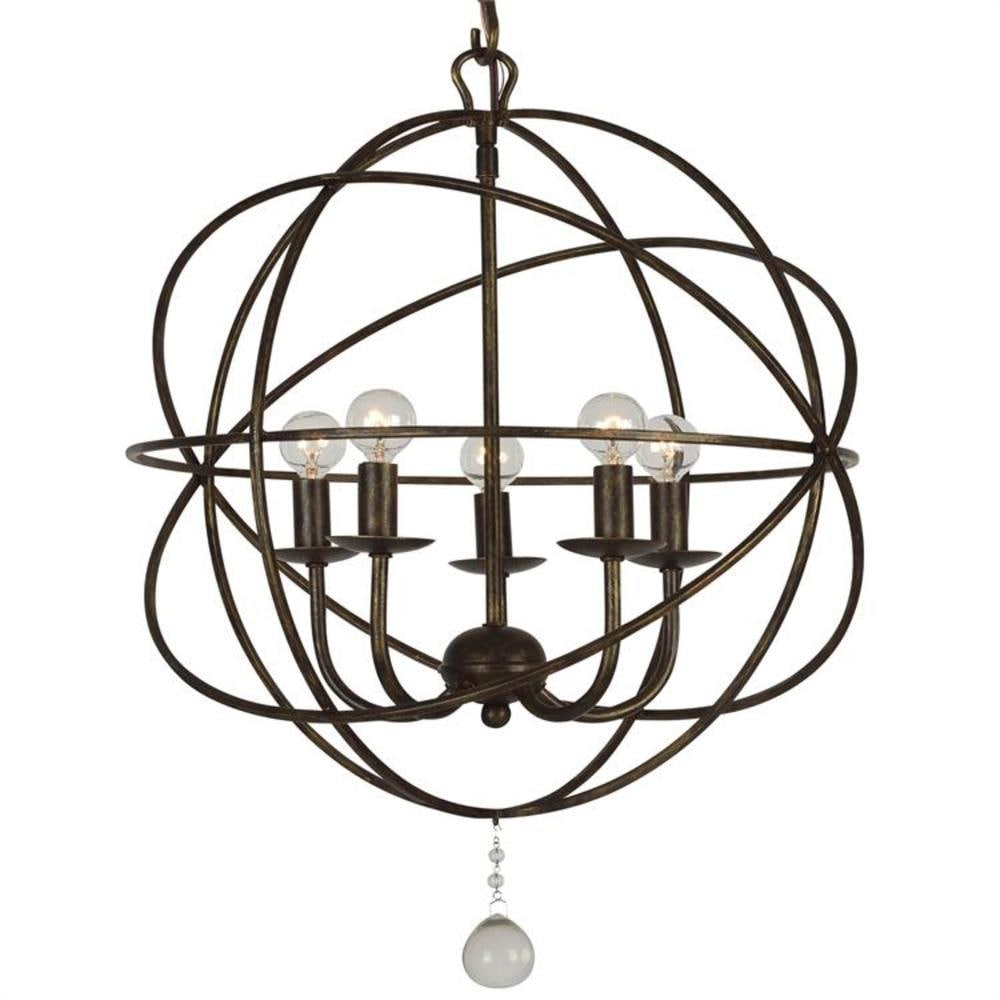 Five Light Mini Chandelier In Minimalist Style 17 Inches Wide By 23 Inches High-English Bronze Finish    -Traditional Installation Crystorama