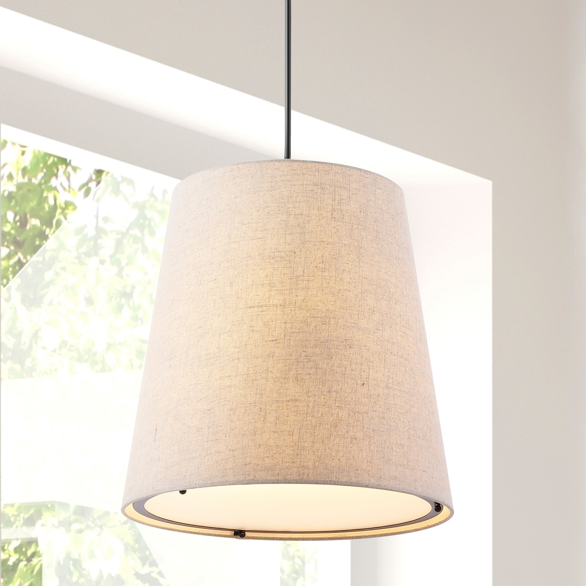 Arden 18" 1-Light Farmhouse Bohemian Iron LED Pendant, Oil Rubbed Bronze/Beige