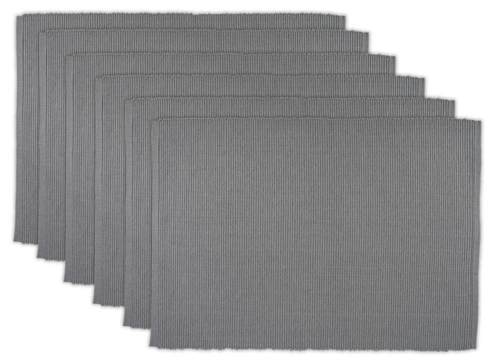 DII Modern Style Cotton Ribbed Placemat in Gray Finish (Set of 6)