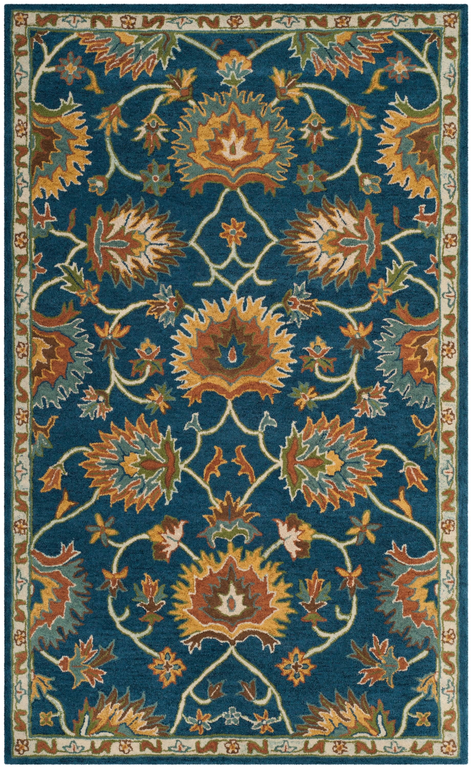 SAFAVIEH Heritage Sharla Floral Wool Area Rug, Navy, 4' x 6'