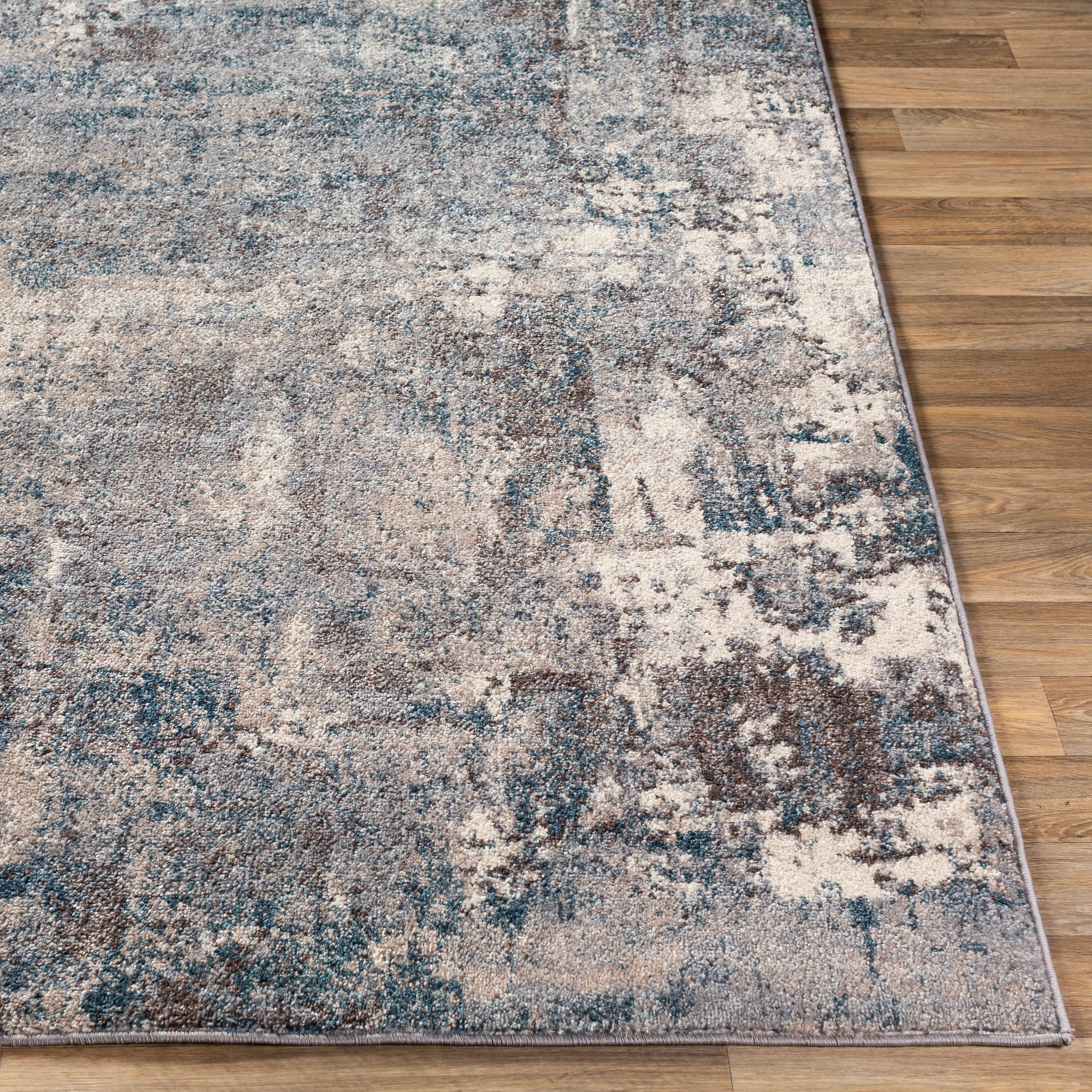 Reversible Gray Synthetic 7'10" x 10'3" Easy Care Area Rug