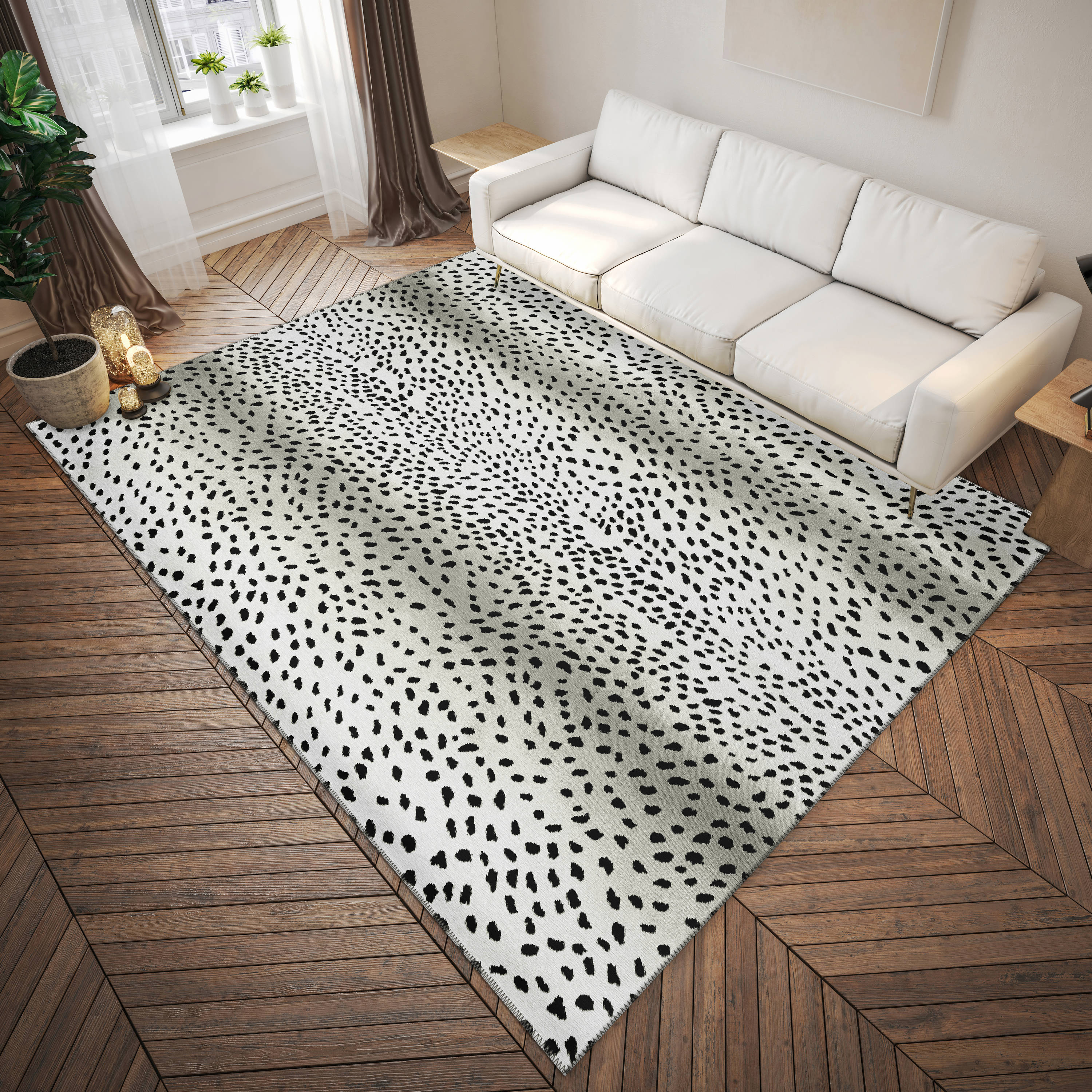 Addison Rugs Indoor/ Outdoor Addison Safari Gazelle Animal Print Washable Area Rug 9' x 12' - Pearl