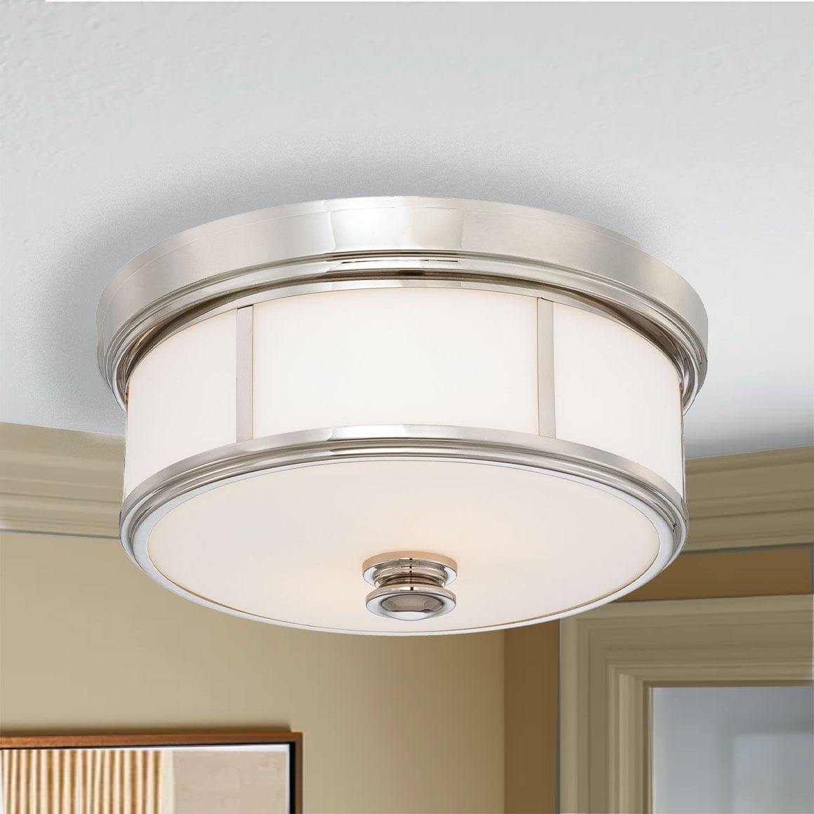 Minka Lavery Harbour Point 13 1/2" Wide Polished Nickel Ceiling Light