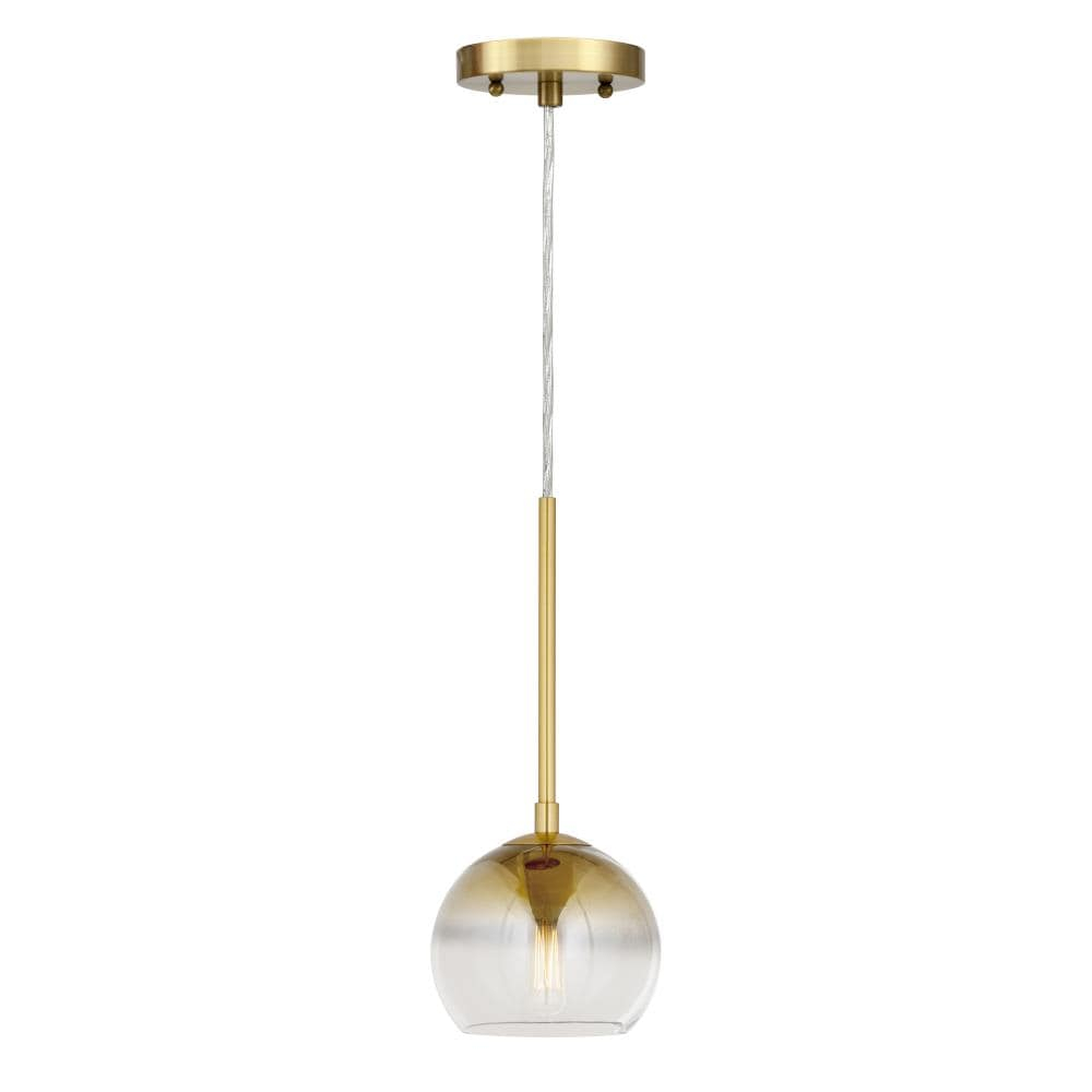Callisto  1-Light Pendant with Soft Gold Ombre Globe Glass Shade - Soft Gold