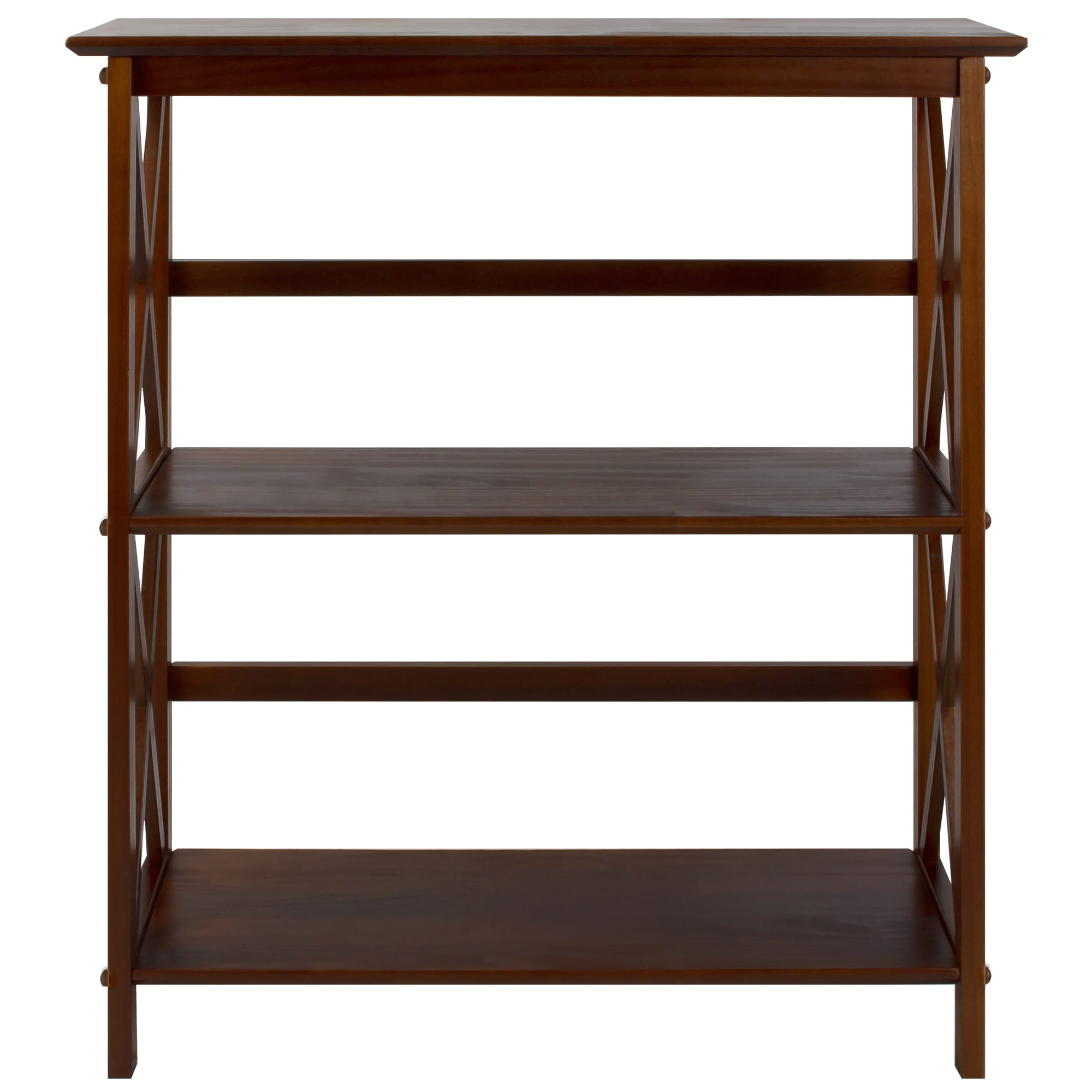 Casual Home 324-34 Soild Wood Montego X Design Style 3 Shelf Bookcase, Walnut