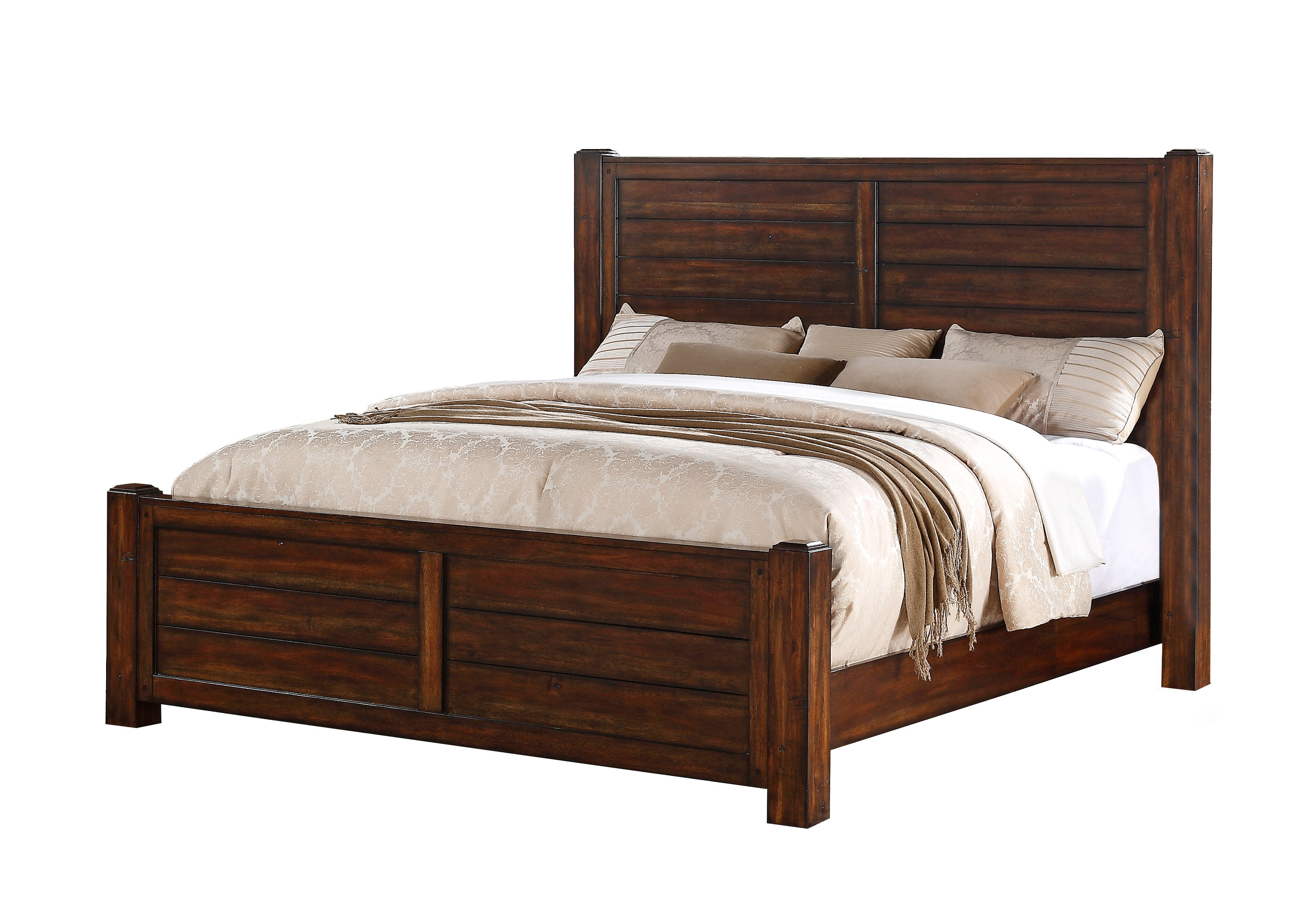 Picket House Furnishings Danner Wood King Panel Bed in Deep Chestnut Lacquer