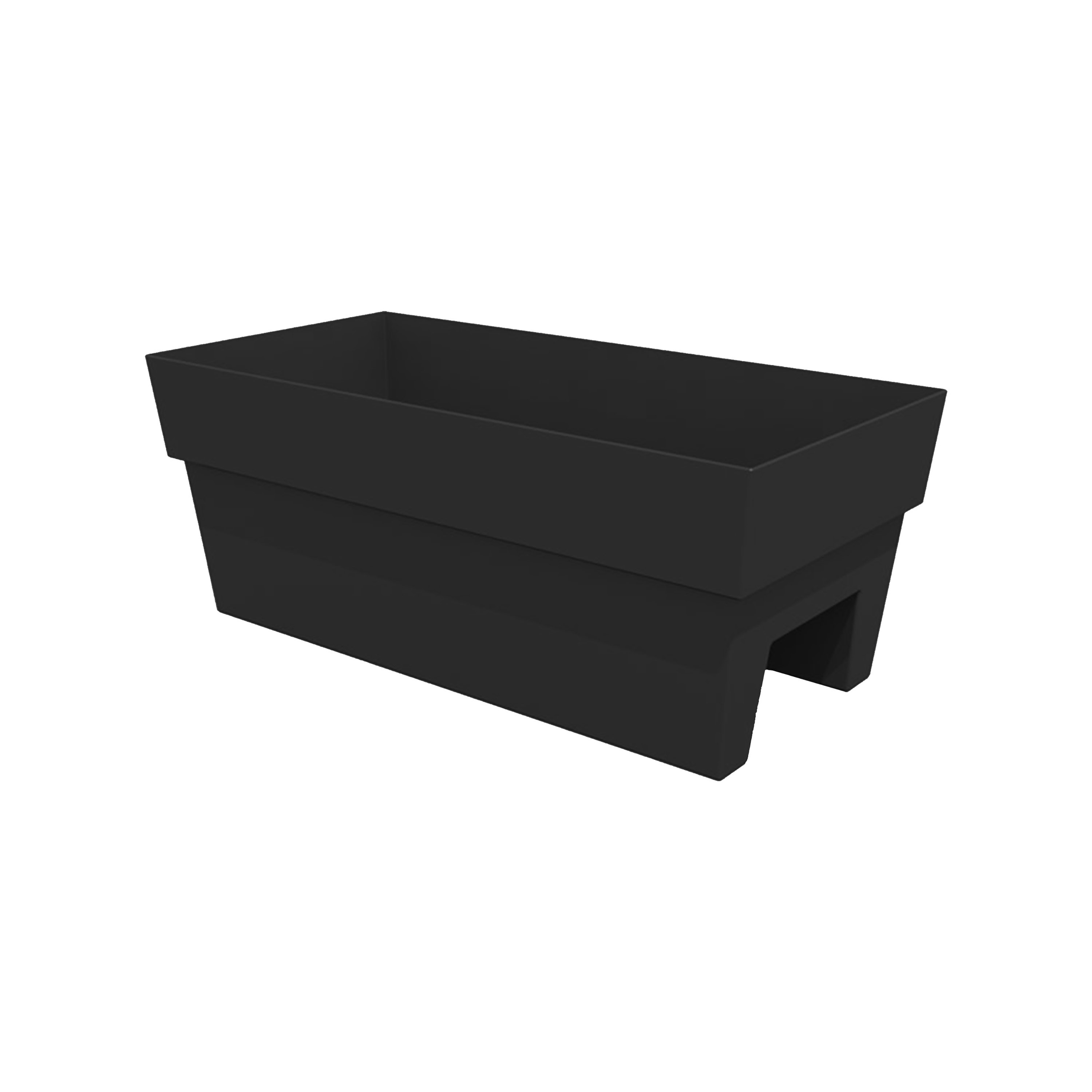 Bloem Finley Deck Rail Rectangle Planter: 24" - Black - Matte Finish, Fits Rail Sizes 3"-6", 100% Recycled Plastic Box, For Indoor and Outdoor Use, Gardening, 7.5 Gallon Capacity