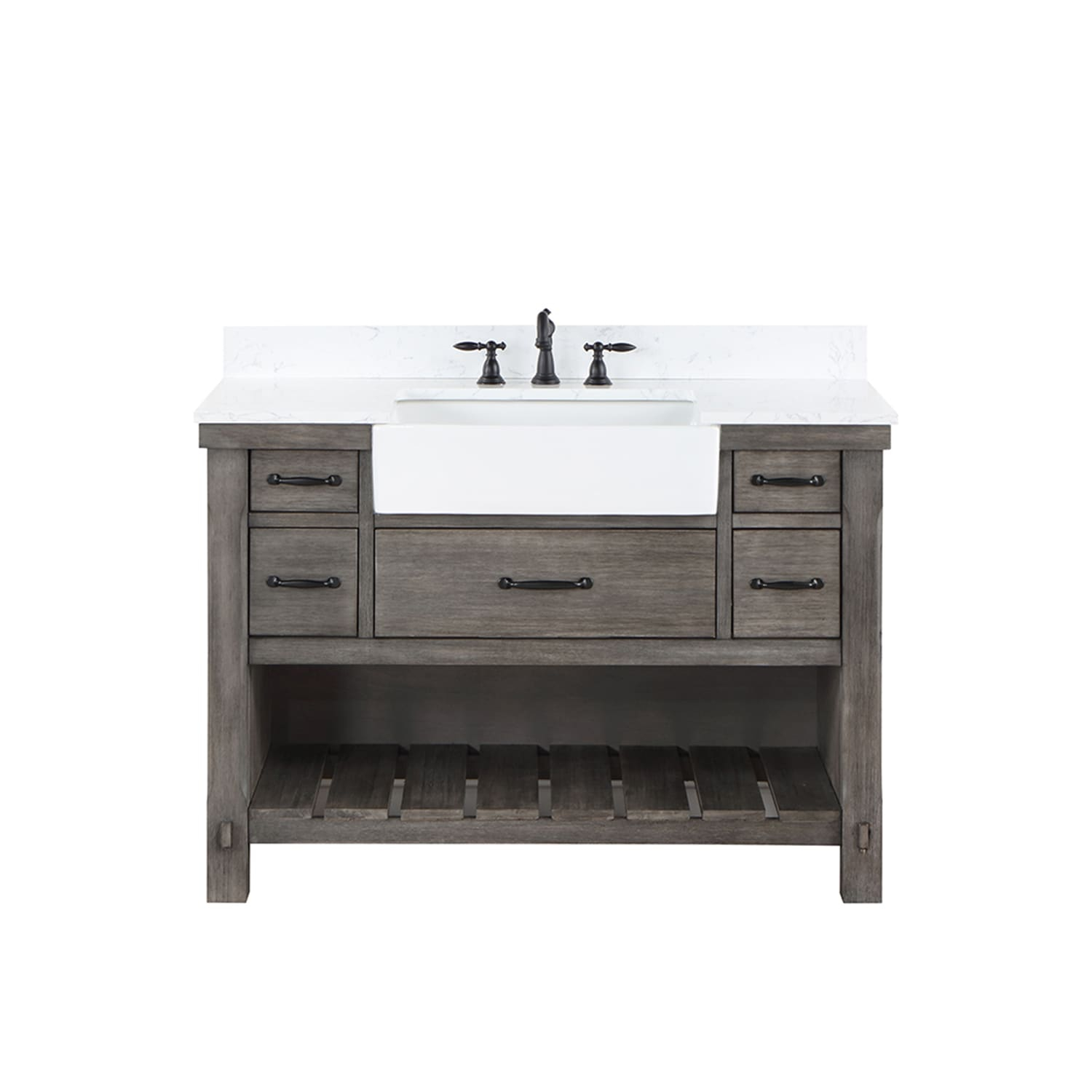 Villareal 48" Single Bath Vanity in Classical Gray with White Farmhouse Basin