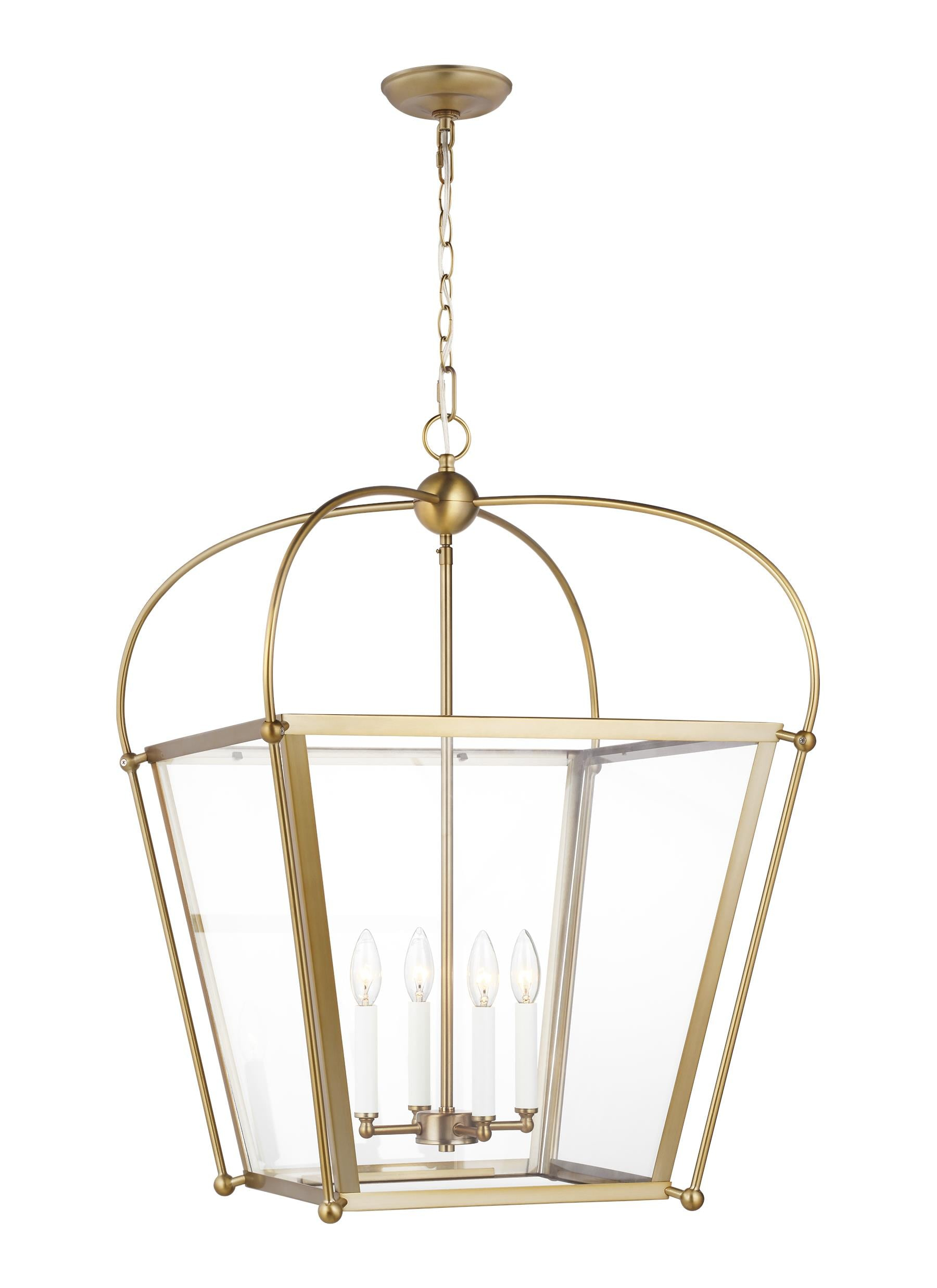 Charleston Medium 4-Light Satin Brass Shaded Hanging Pendant Light