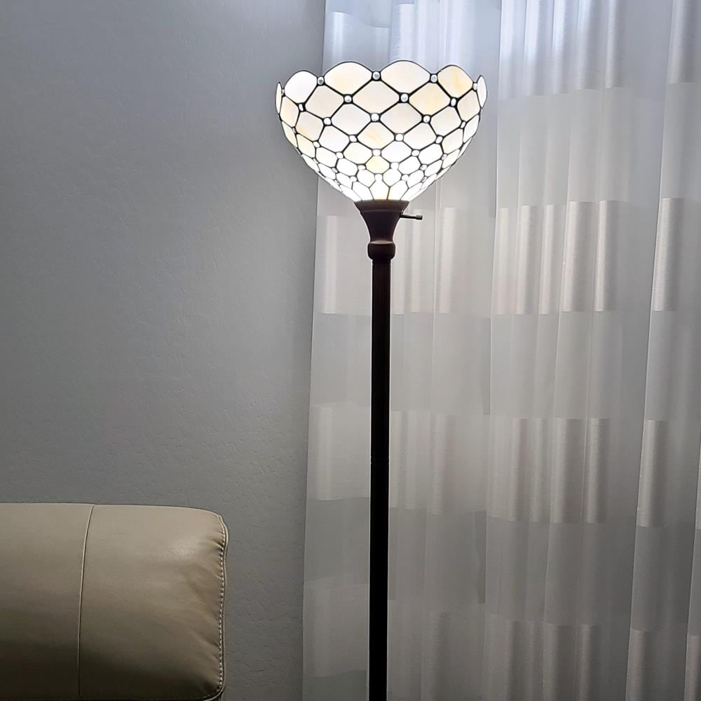 Tiffany Style Jeweled Torchiere Floor Lamp - 72" Tall