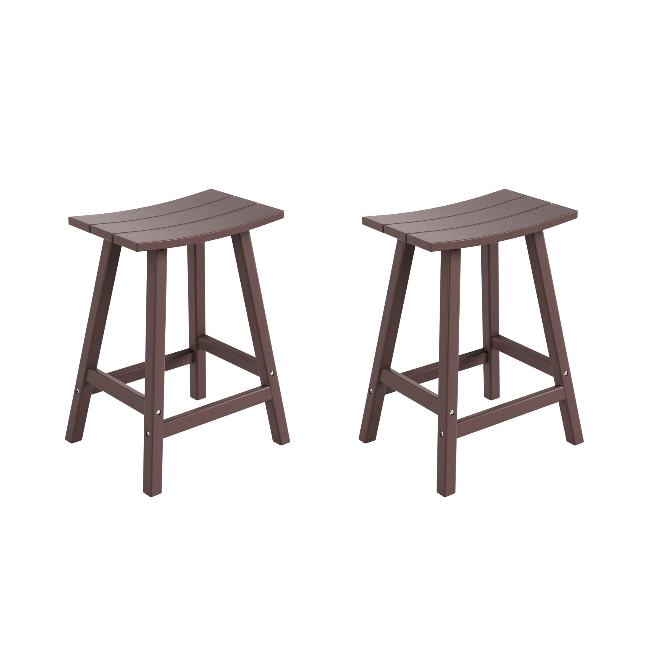 Polytrends Laguna 24" All-Weather Resistant Outdoor Patio Bar Stool (Set of 2) Dark Brown 24-inches