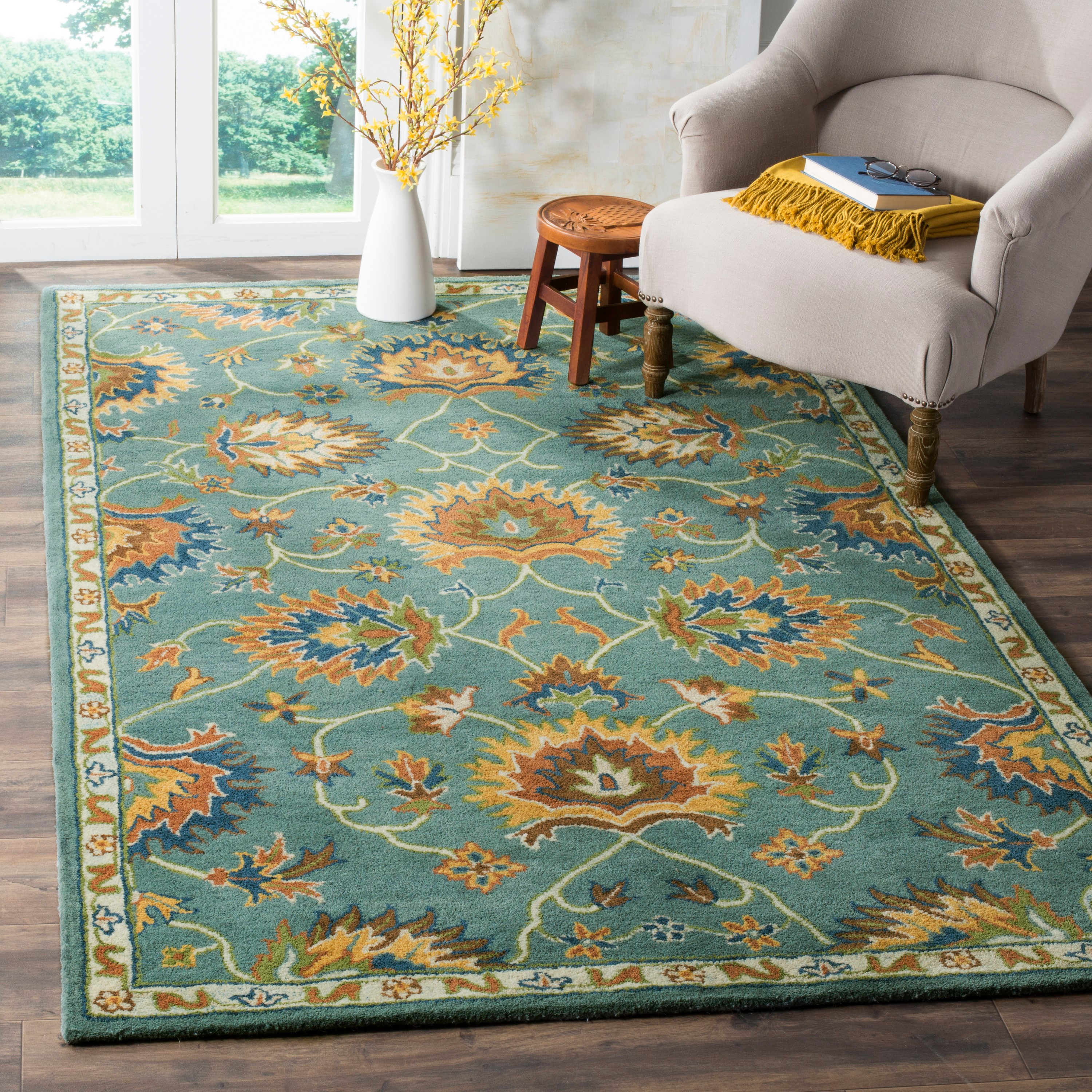 SAFAVIEH Heritage Odran Traditional Wool Area Rug, Light Blue, 8' x 10'