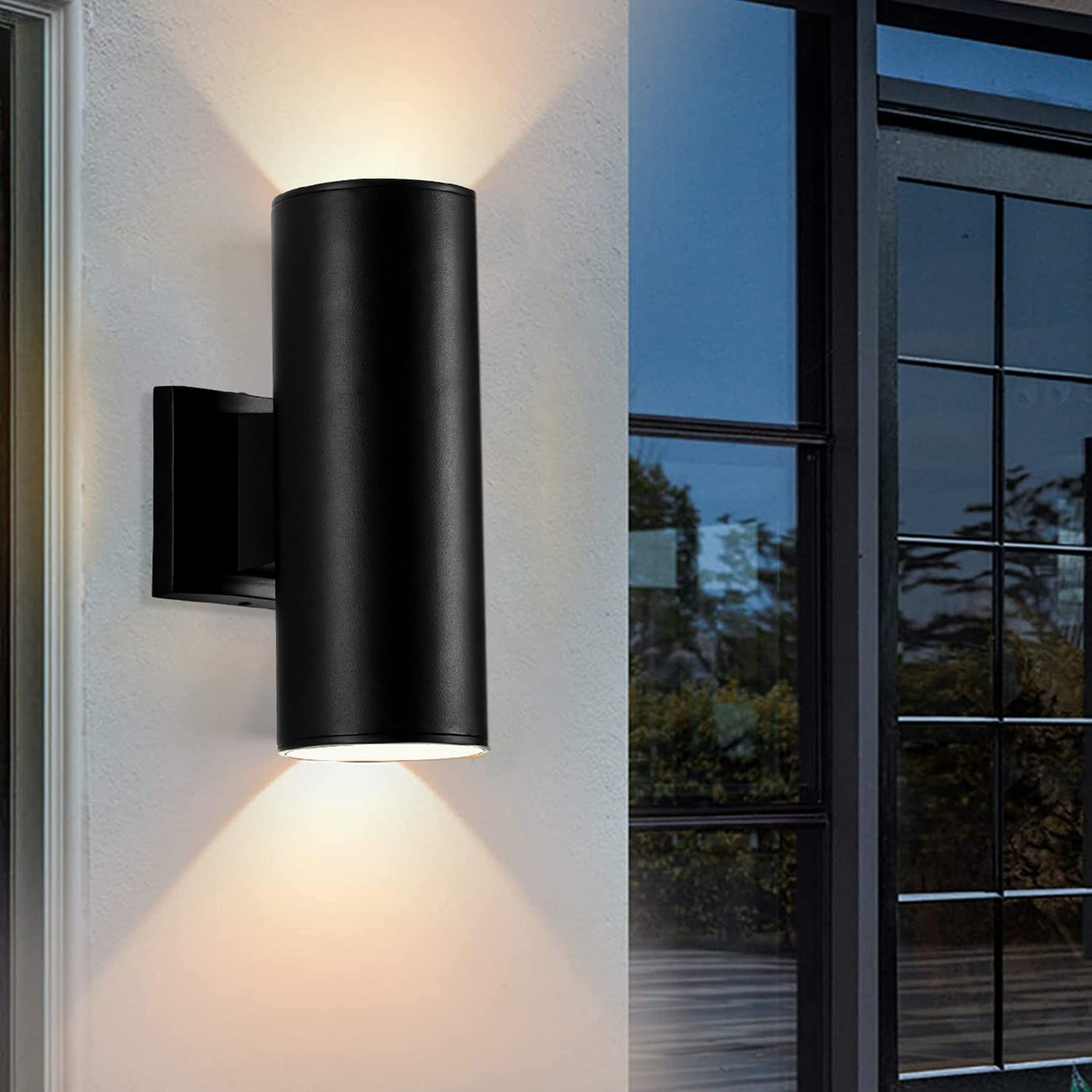 Cedar Hill 11 in. Cylinder Black LED Outdoor Wall Sconce