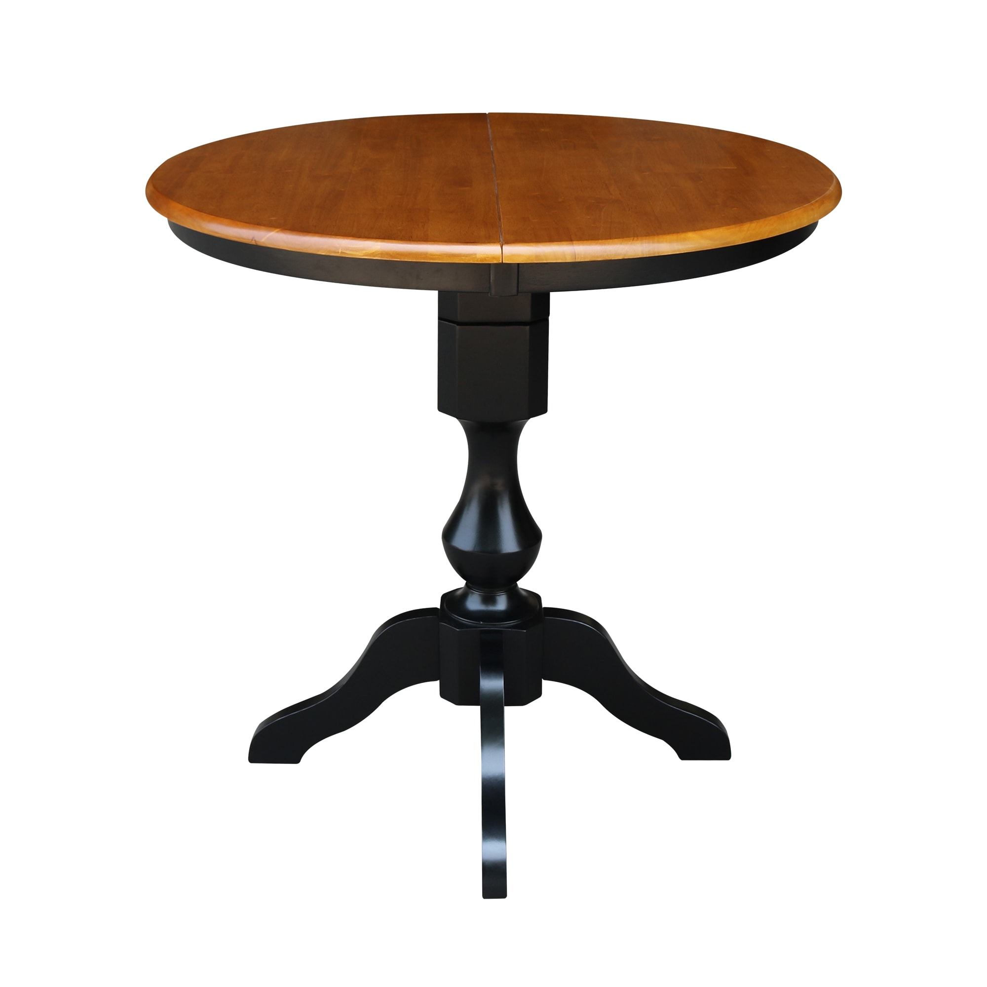 International Concepts Solid Wood 36 in. Round Top Counter Height Table with 12 in. Leaf in Black/Cherry
