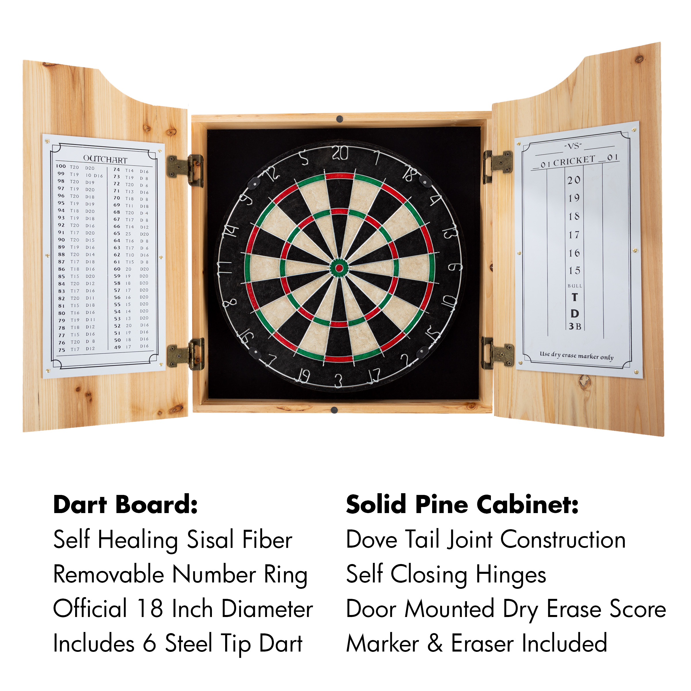 Trademark Global NBA Trademark Global Bristle Dartboard And Cabinet Set (Darts Included)