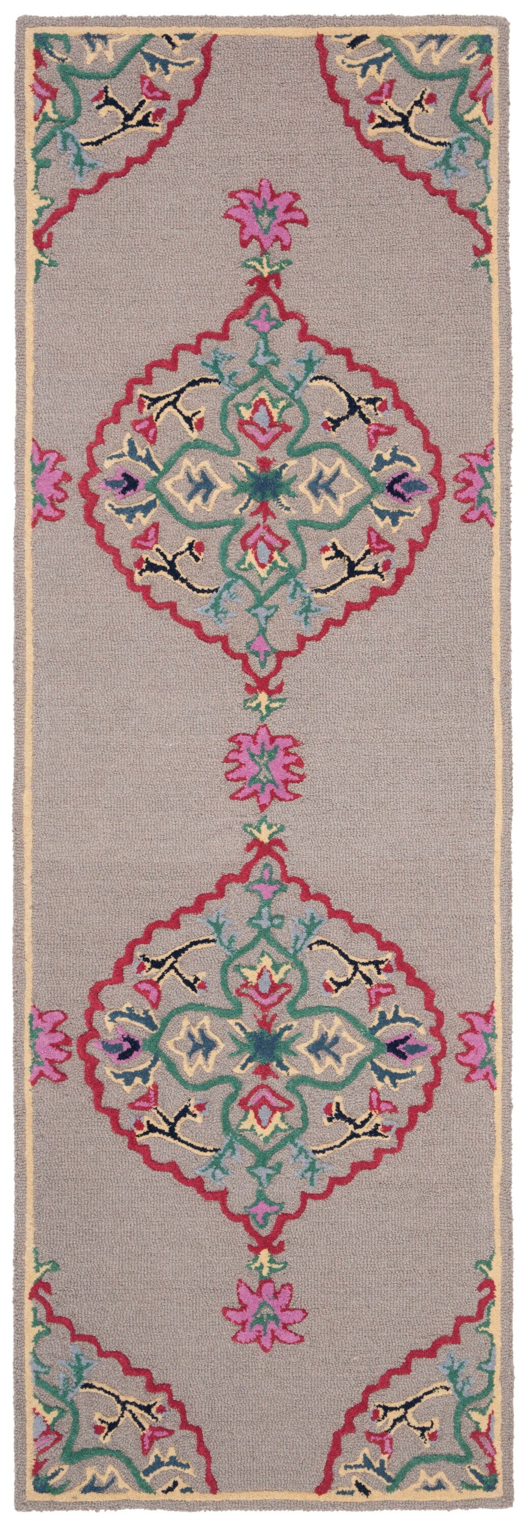 Hand-Tufted Dark Gray and Multi Wool Runner Rug