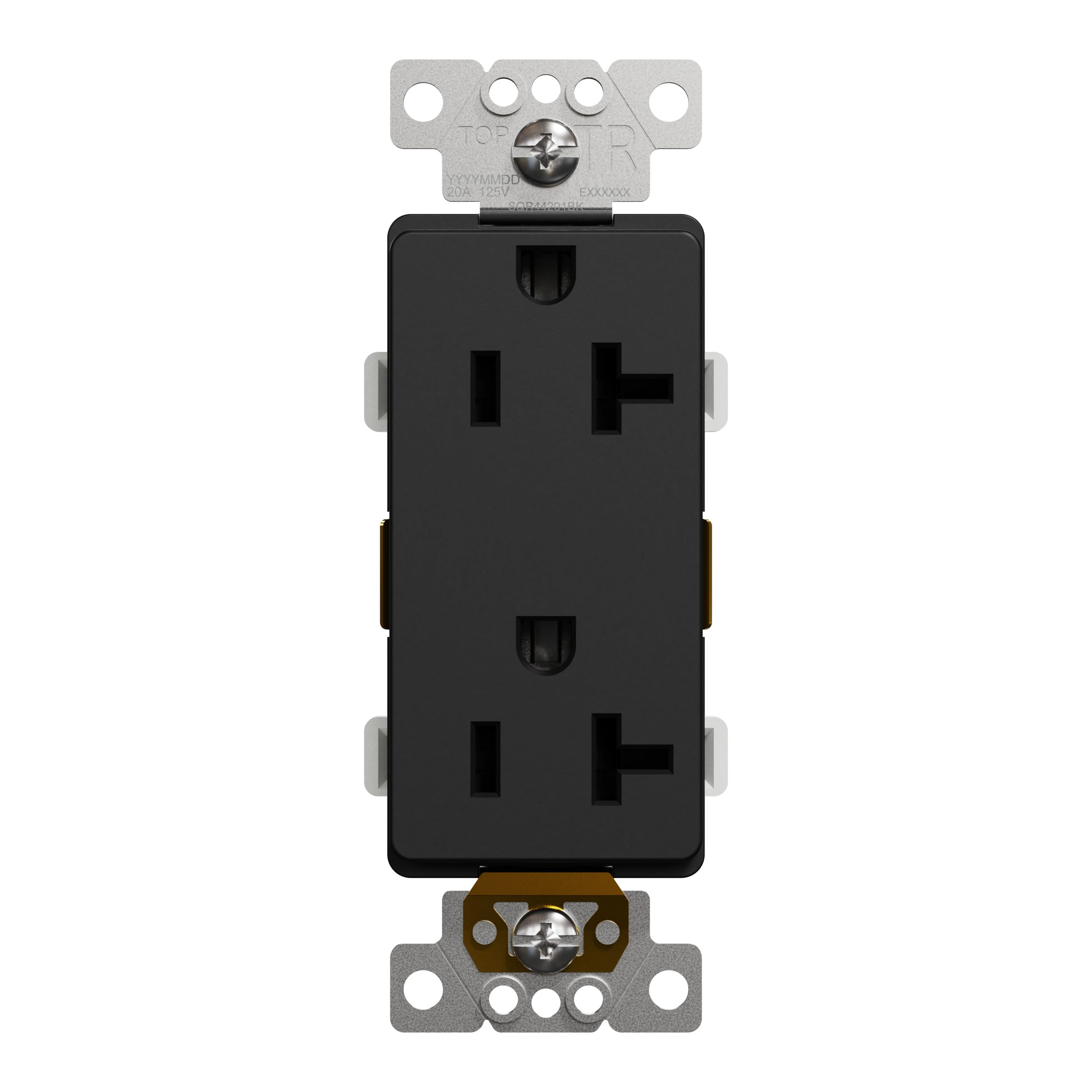 Matte Black 20A Tamper Resistant Duplex Decorator Outlet