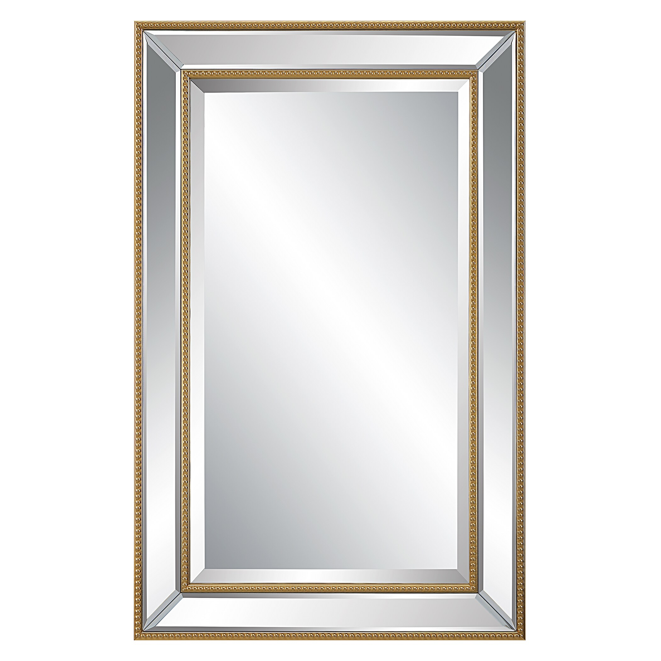 Elegant Gold Beaded Silver Wood Framed Vanity Mirror