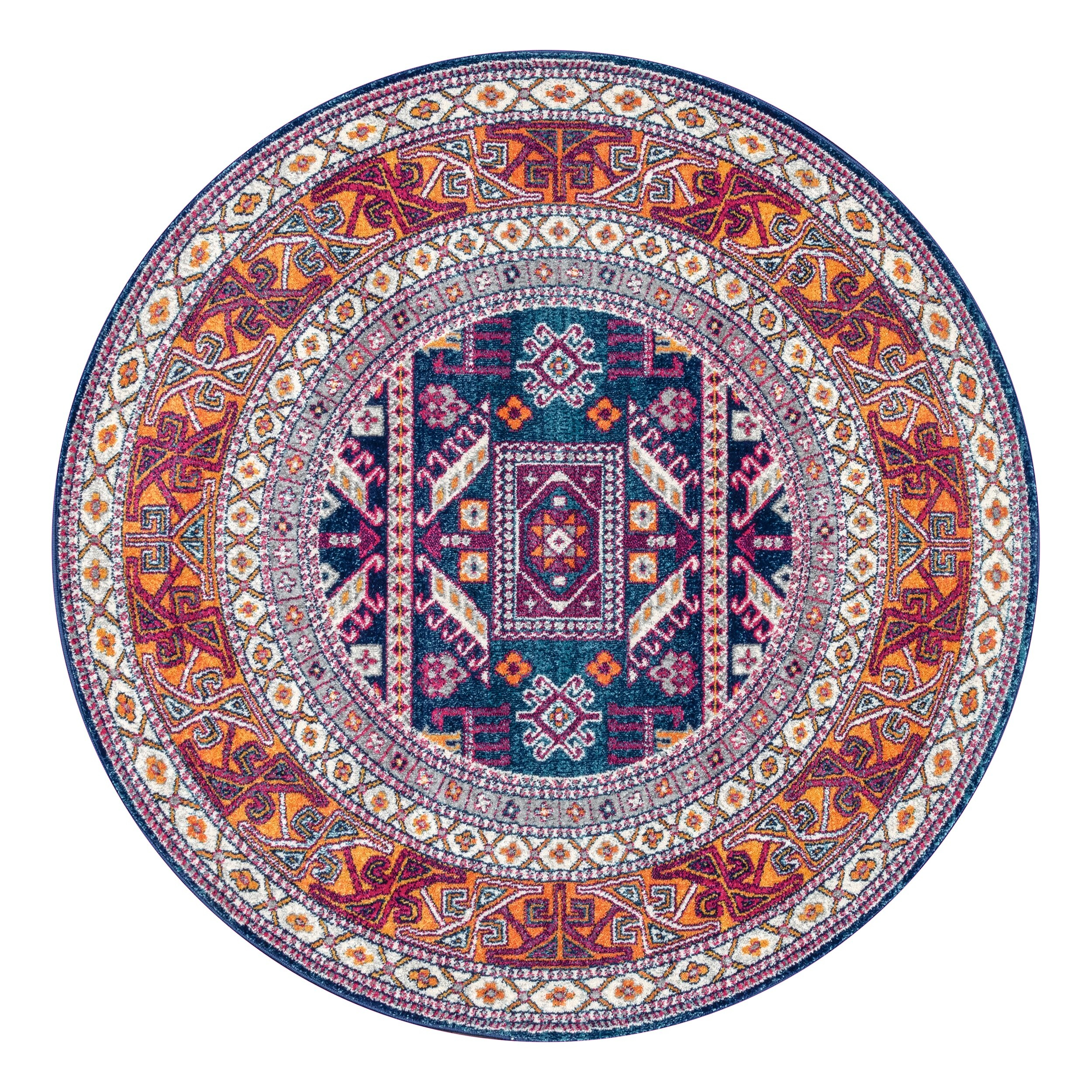 Handmade Navy Oval Synthetic Reversible Rug, 6' 7" x 9'