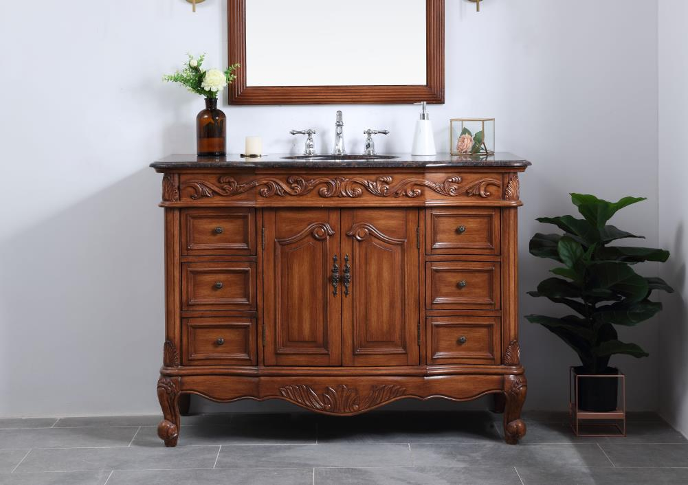 Elegant Decor Oakland 48" Single Marble Top Bathroom Vanity in Teak